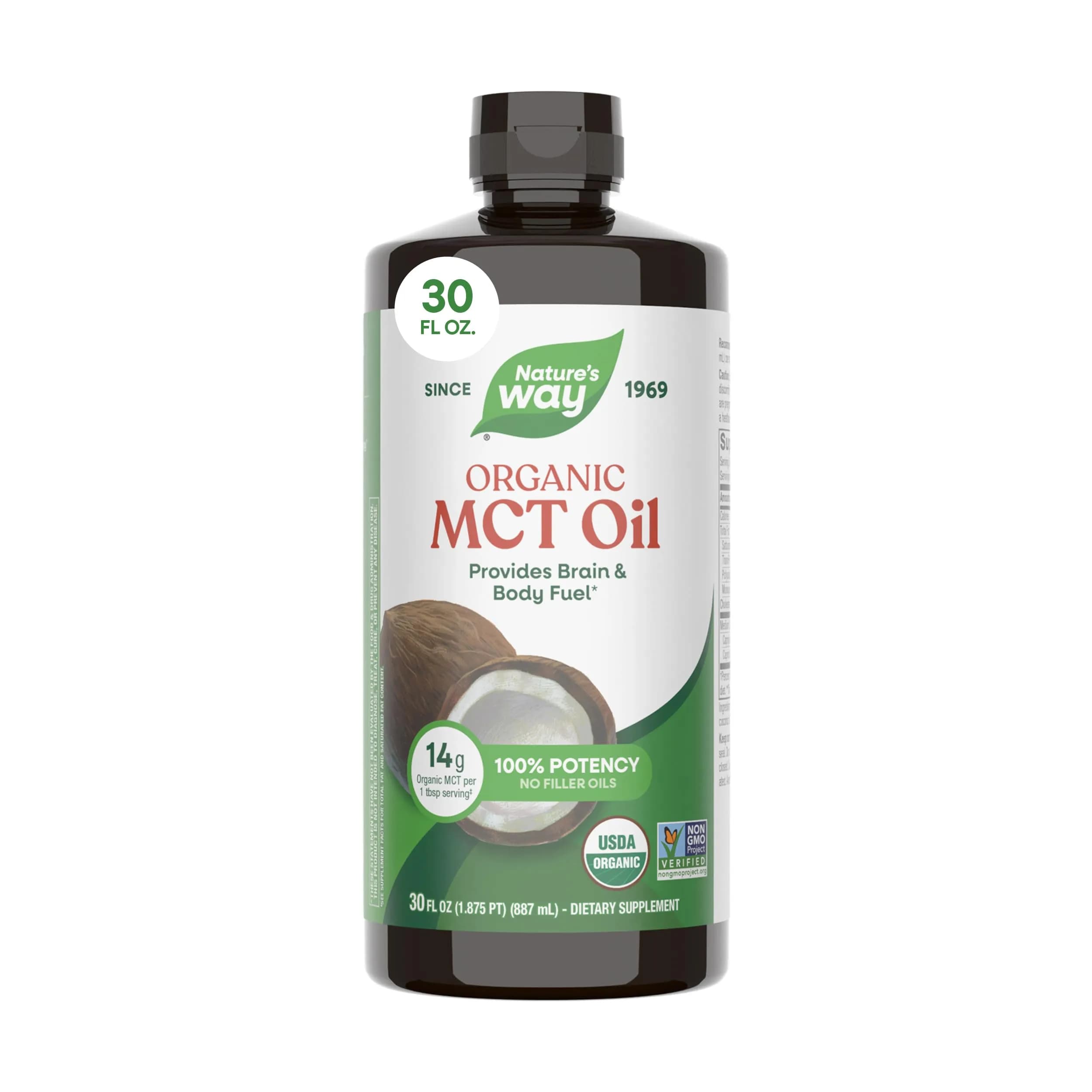 Nature's Way Organic MCT Oil 887ml (30 Fl Oz) | USDA Organic Brain and Body Fuel - main product image