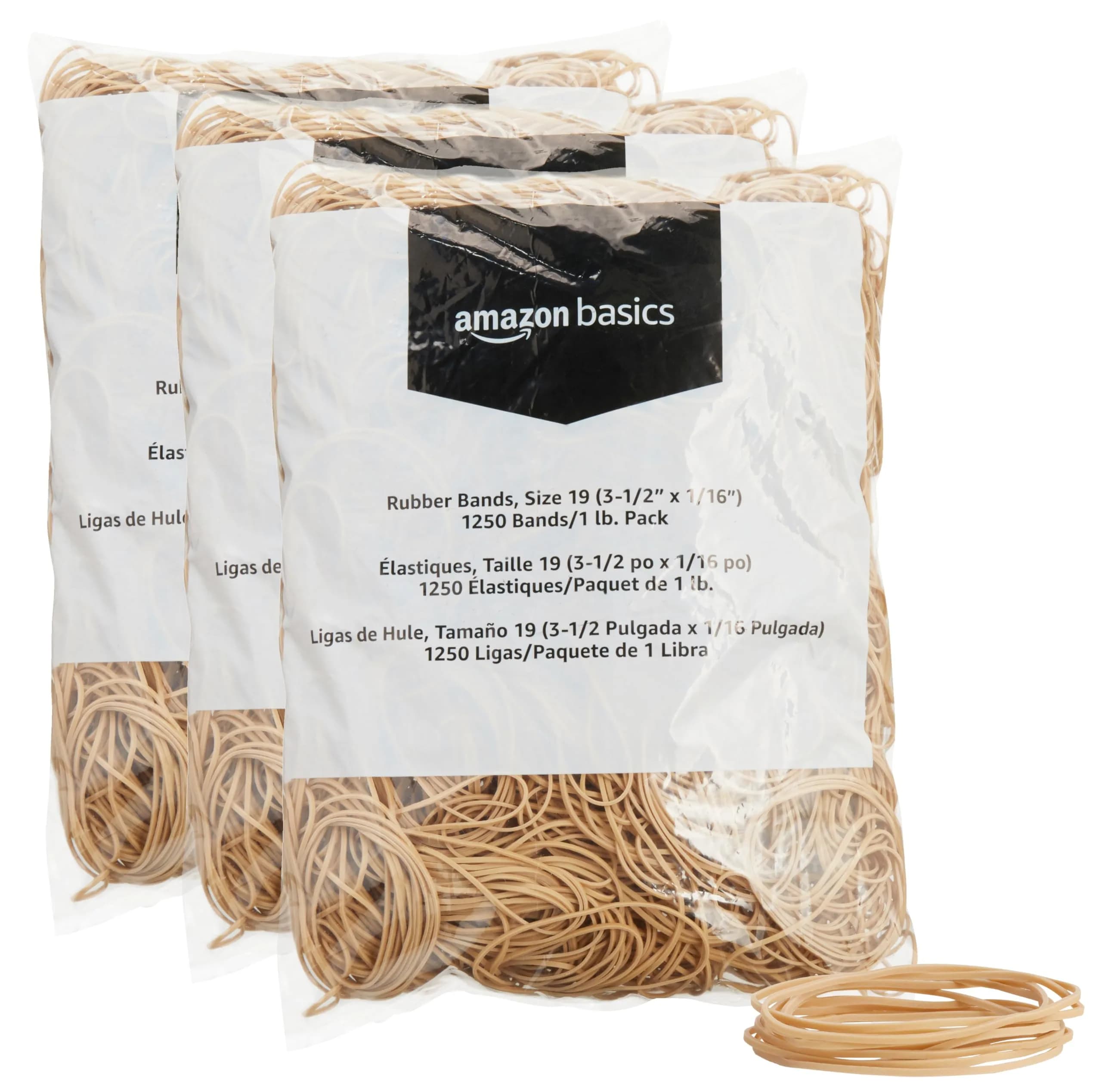 Amazon Basics Rubber Bands Size 19 (3.5 x 0.0625 Inch) | 3750 Bands Total - main product image