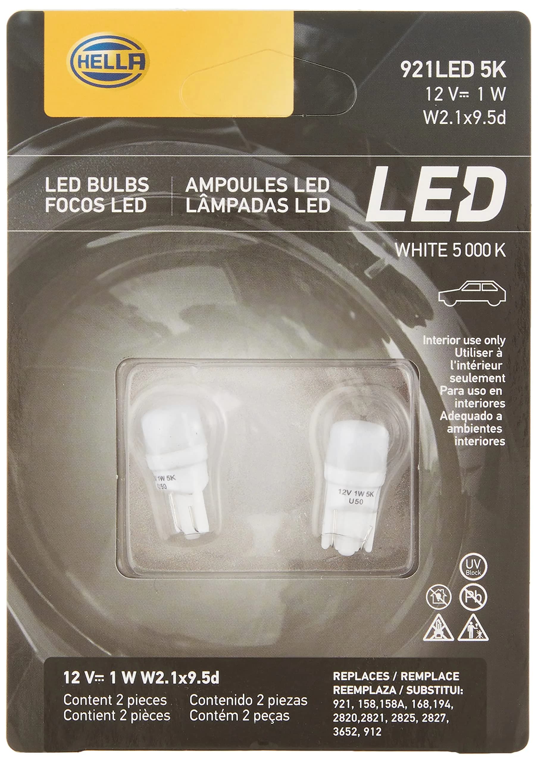 Hella 921LED 5K LED Performance Bulbs | 12V, 1W, 2 Pack, Cool White & Warm White - main product image
