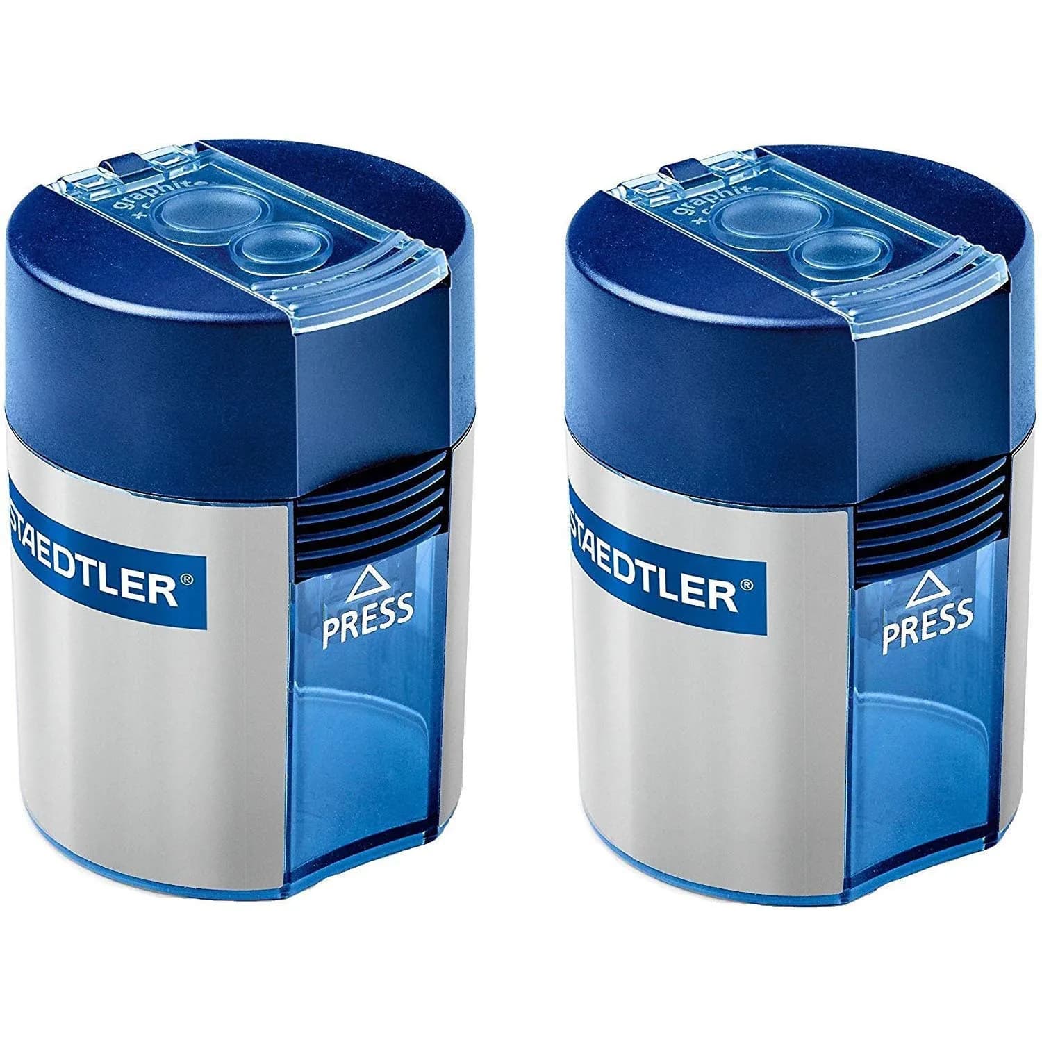 STAEDTLER Pencil Sharpener Double-hole Tub 2 Pack | Compact & Durable for Students & Artists