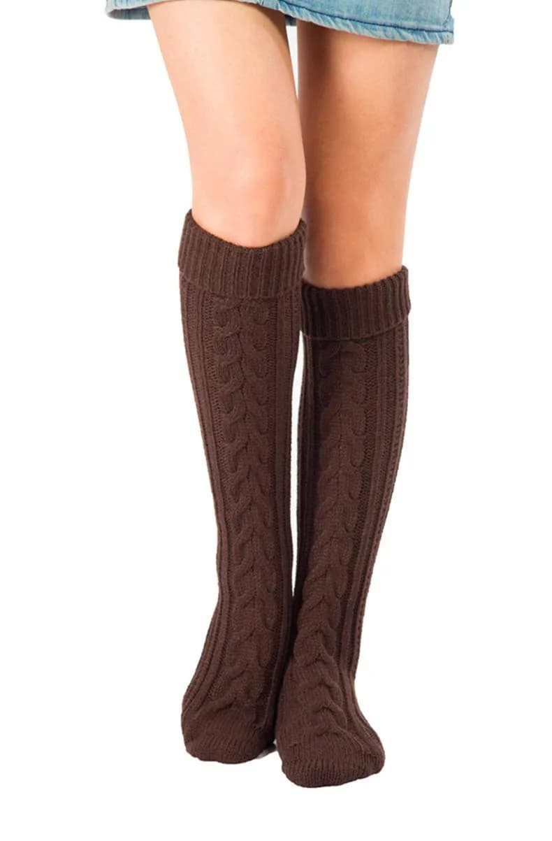 SherryDC Women's Cable Knit Knee High Boot Socks 55cm (21.65in) | Warm & Cozy Winter Leg Warmers - main product image