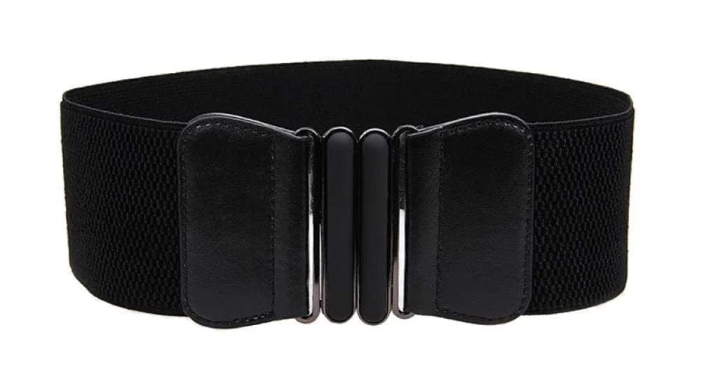 VOCHIC Wide Elastic Plus Size Belt for Women Cinch Waist Belt Stretch Waistband, Black, S-M(25"- 30")