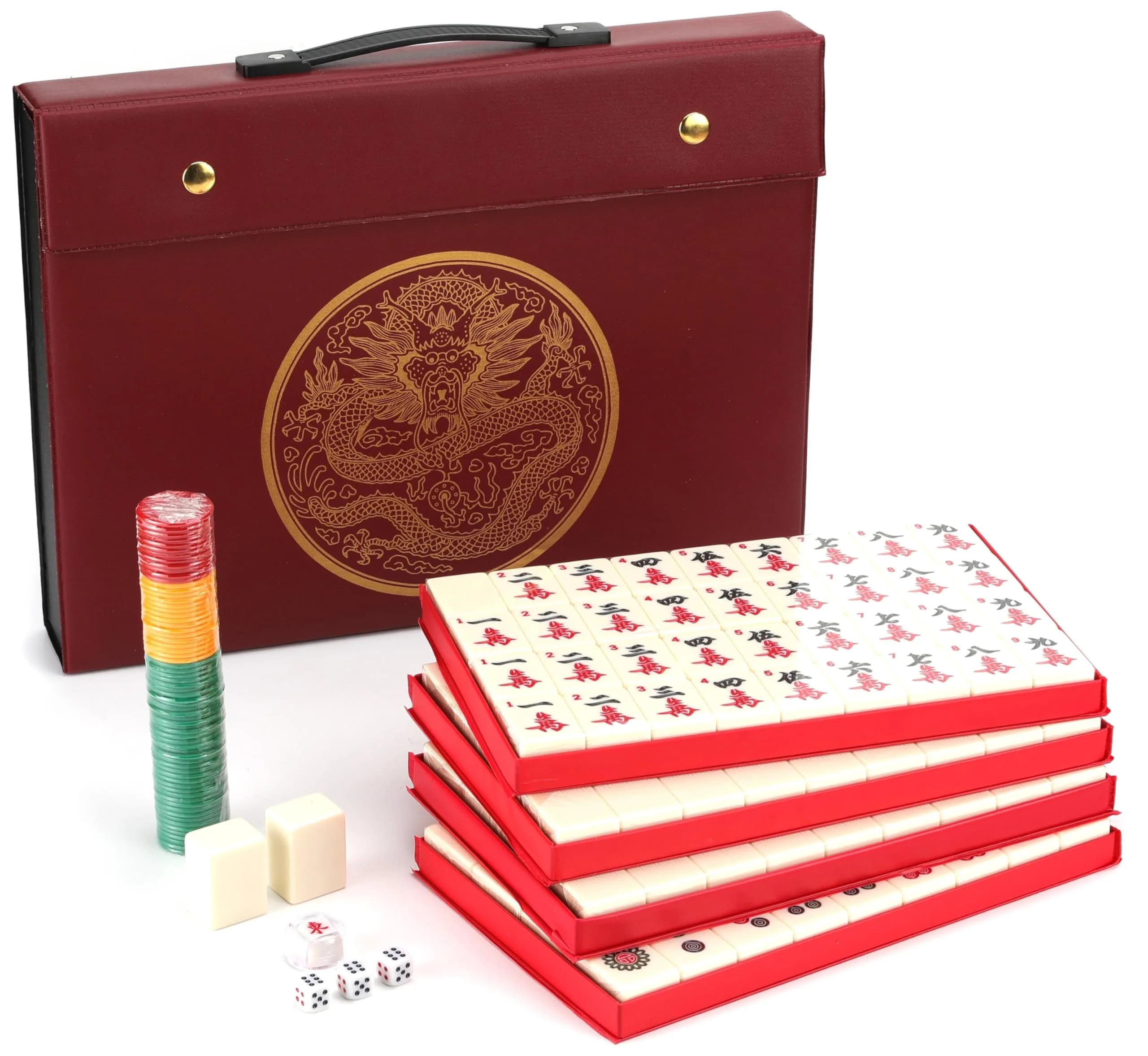 Mose Cafolo Chinese Mahjong Game Set 144 Melamine Tiles 3.7cm (1.5") | Professional Quality Imported from USA - main product image