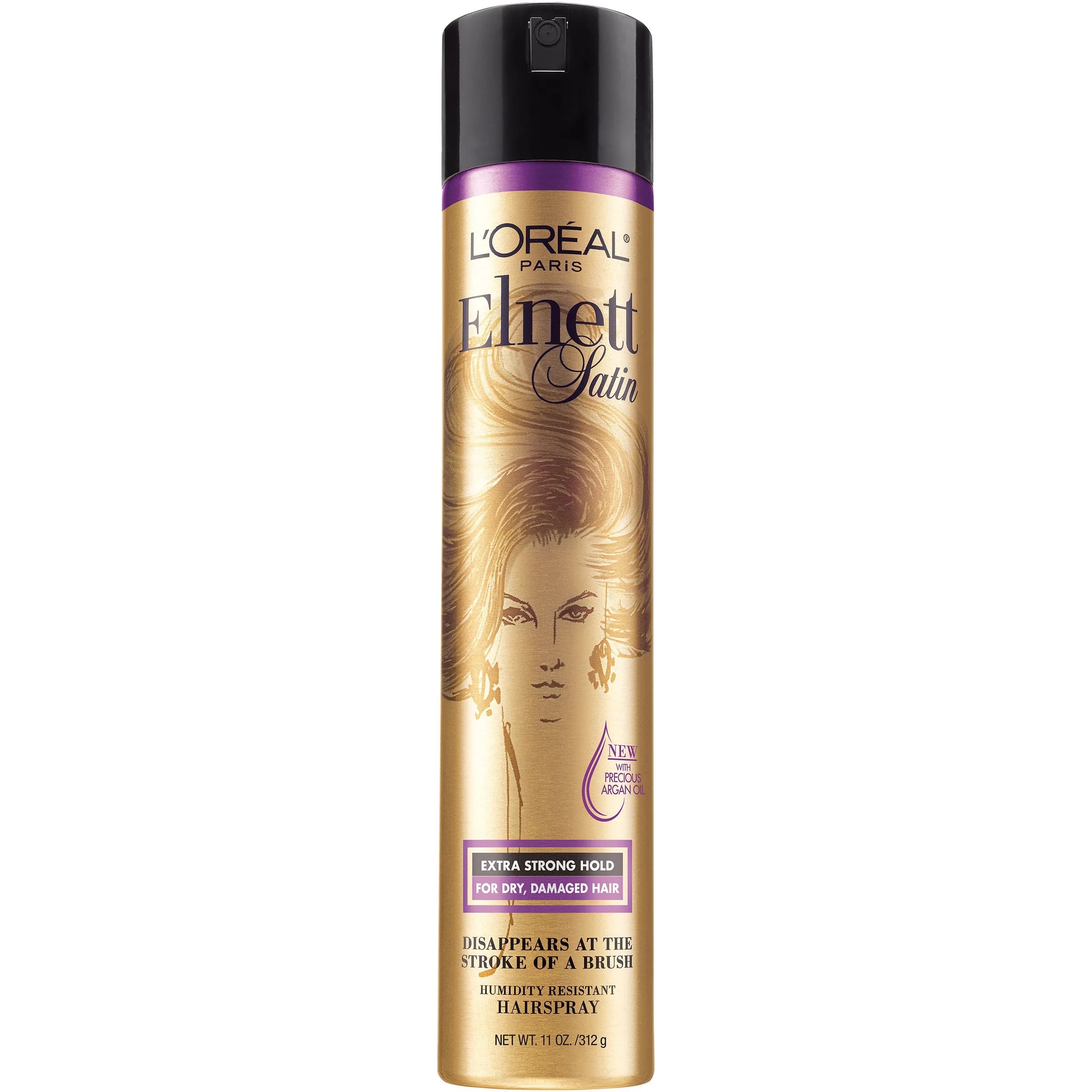 L'Oreal Paris Elnett Satin Precious Oils Hairspray 312 g (11 oz) | Extra Strong Hold, Humidity Resistant - main product image