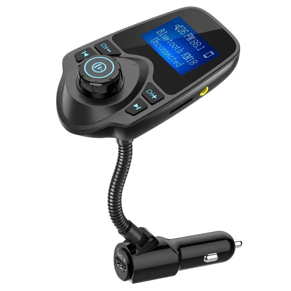 Nulaxy KM18 Bluetooth 5.0 Car Adapter FM Transmitter with 1.44" LCD Screen & Voltmeter | 12V-24V Compatible - main product image