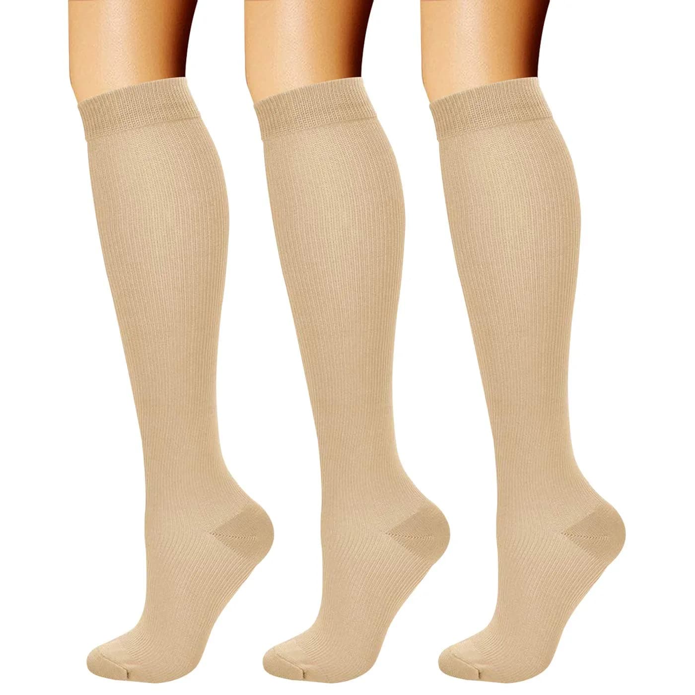 CHARMKING Compression Socks 15-20 mmHg (3 Pairs) S/M Nude | FDA Approved Medical Grade Support for Circulation - main product image