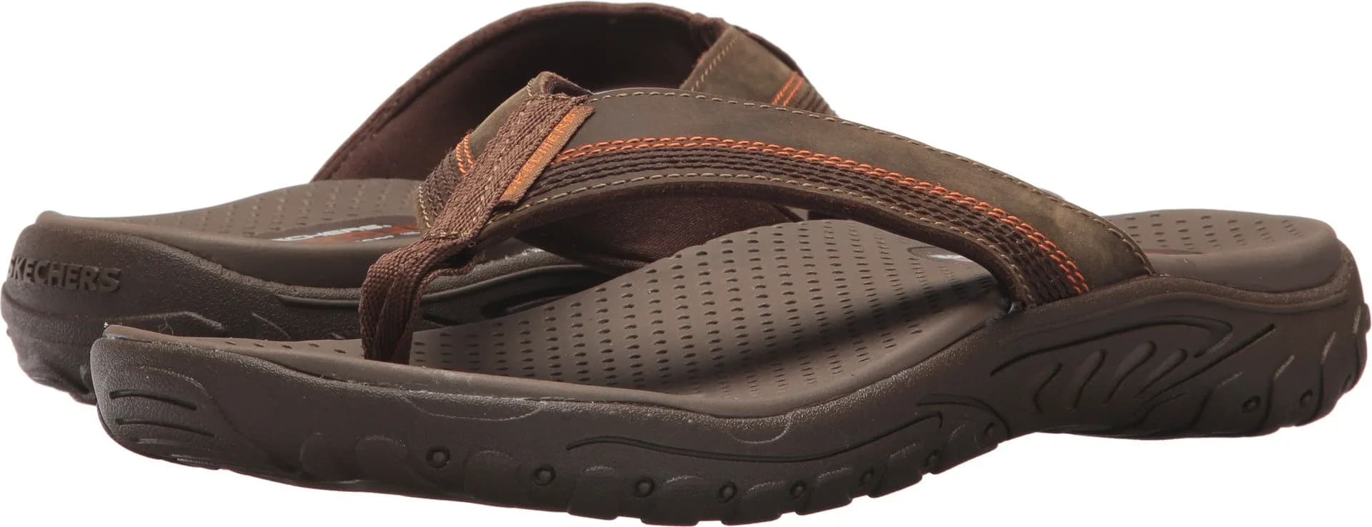 Skechers Relaxed Fit Reggae Cobano Flip Flop Brown 8 US | All-Day Comfort with Memory Foam