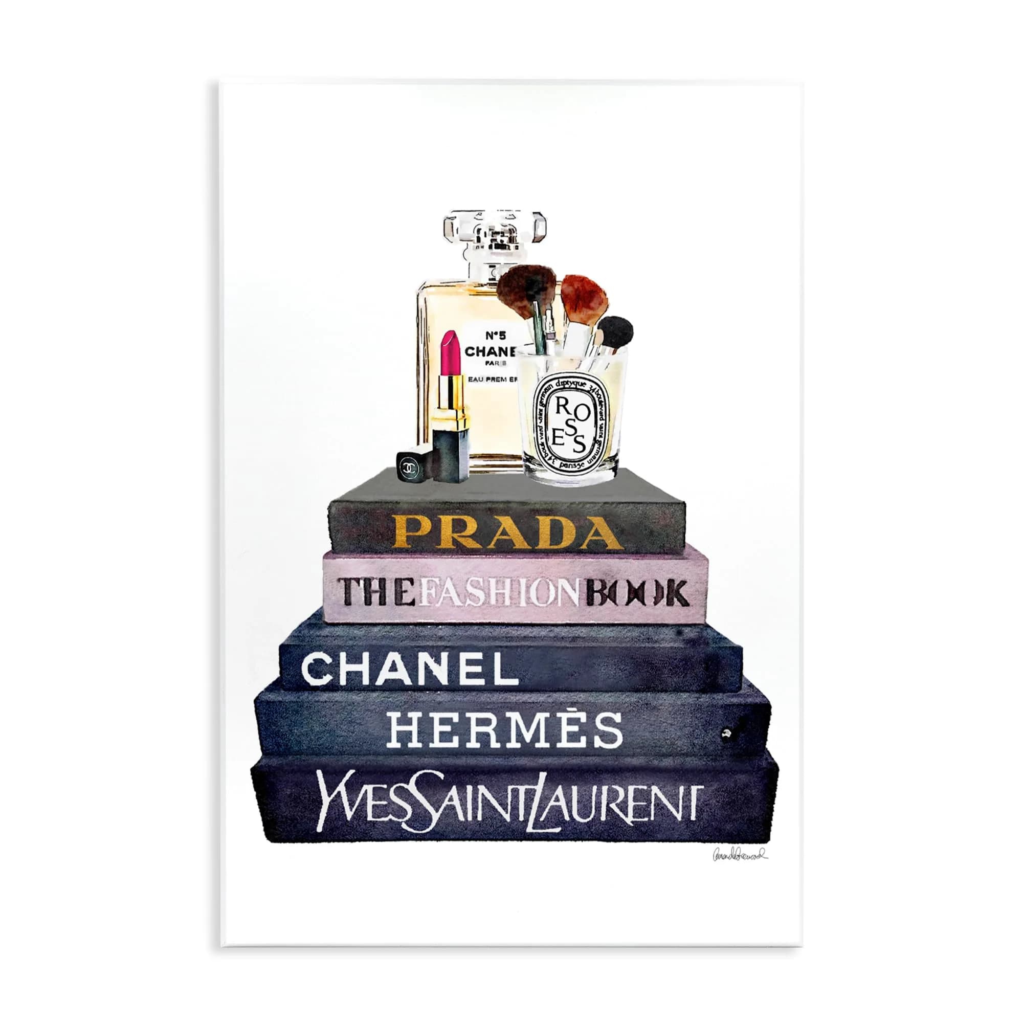 Stupell Industries Wall Plaque Art Glam Fashion Books | Ready to Hang, 15"L x 10"W, Made in USA