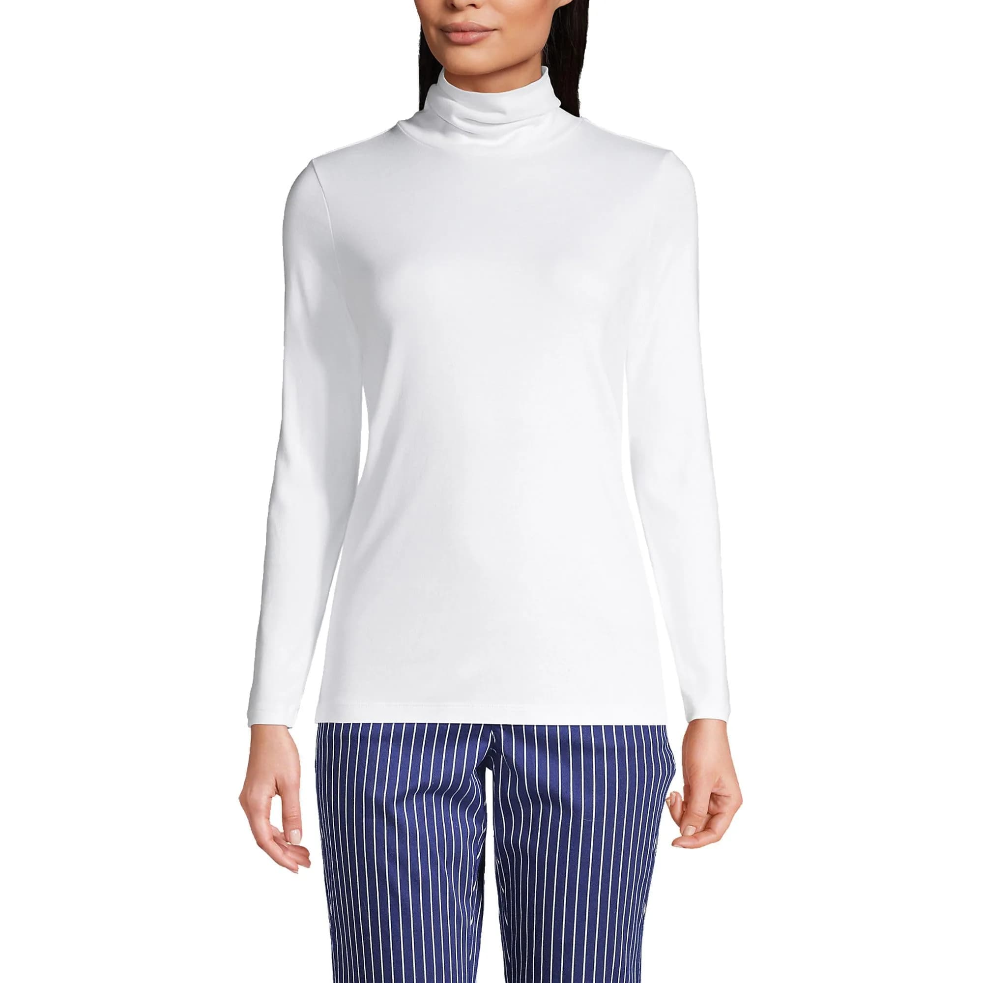 Lands' End Supima Cotton Turtleneck X-Large White | Versatile Casual & Workwear