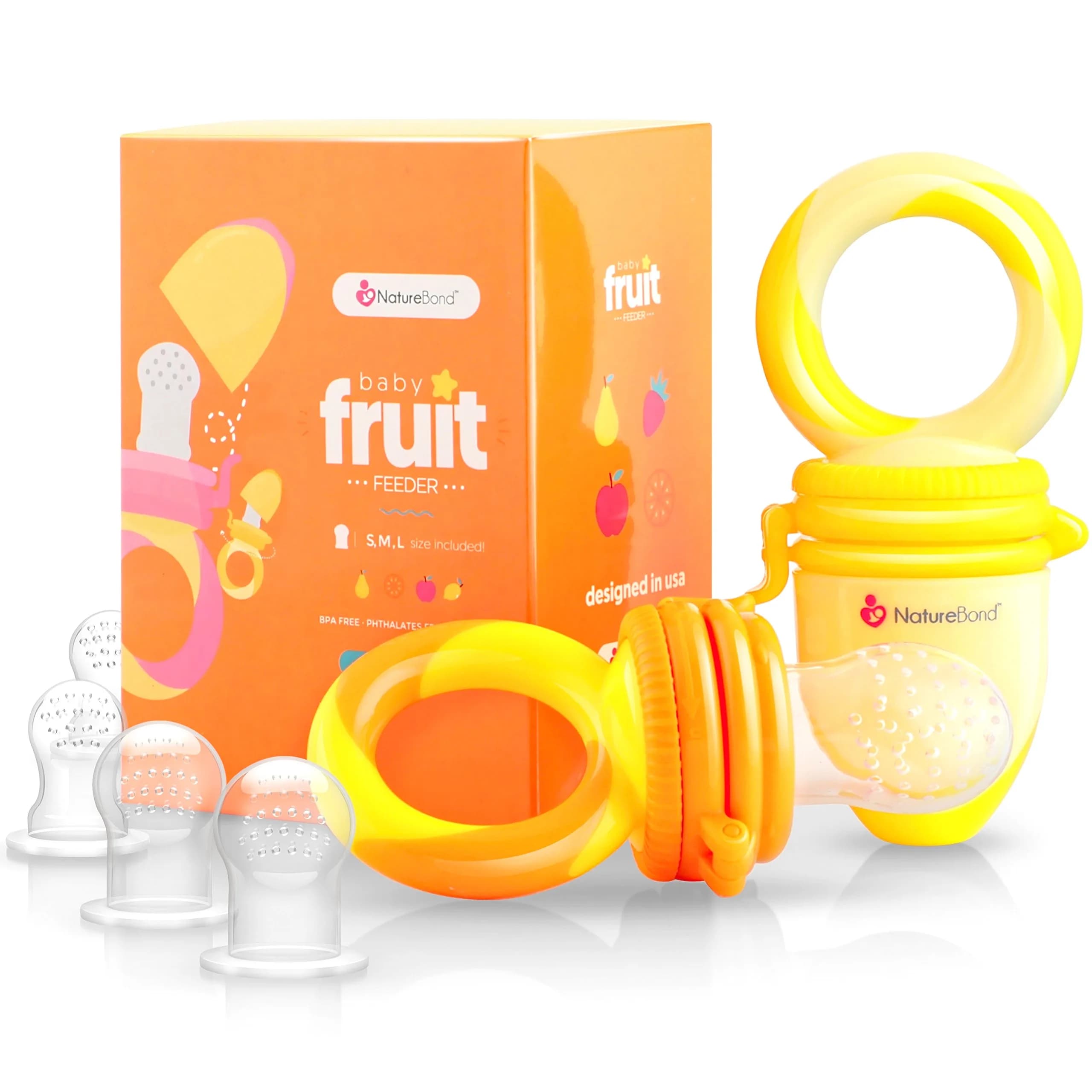 NatureBond Baby Food Feeder/Fruit Feeder Pacifier Nibbler (2 Pack) in Appetizing Colors | Teething & Weaning Support