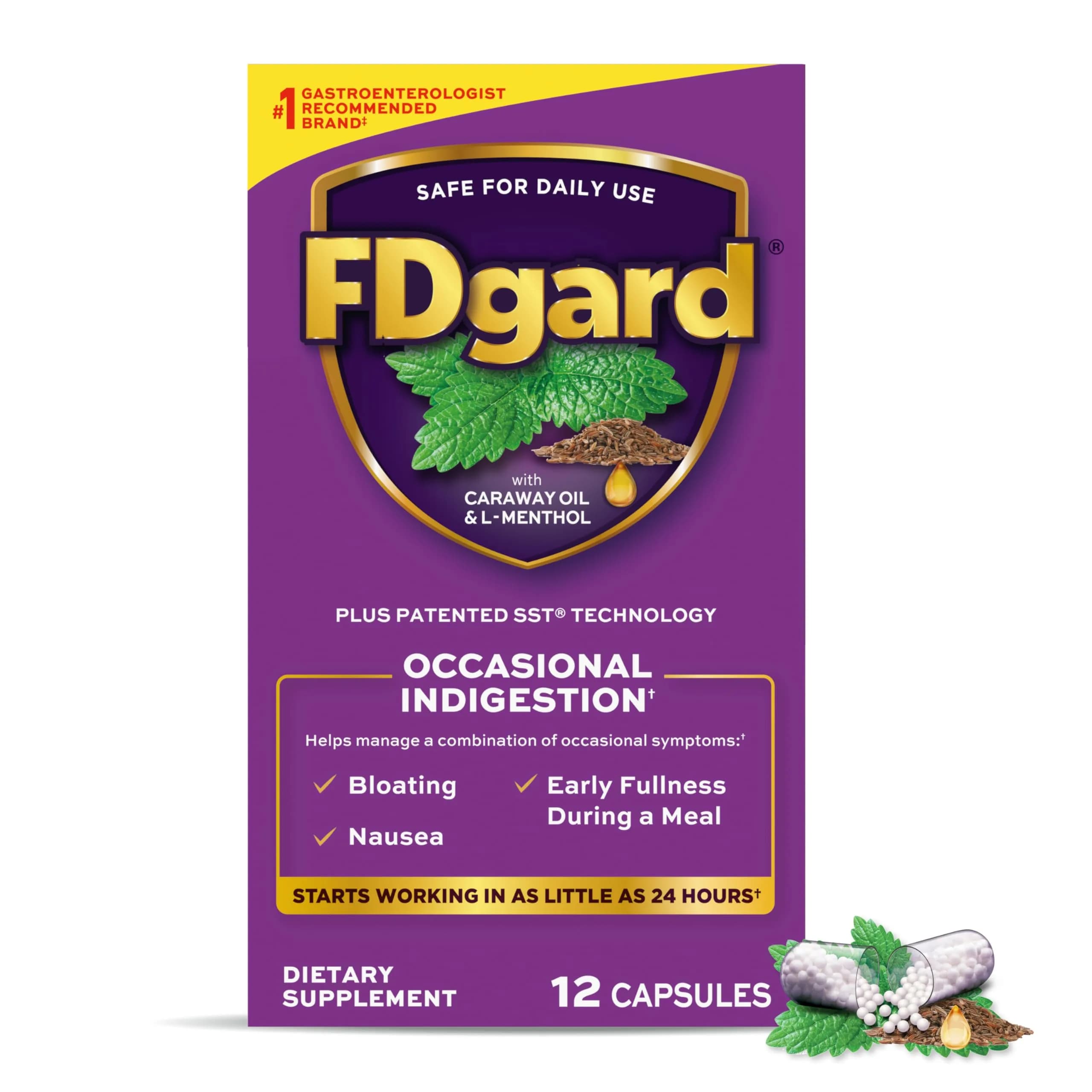 FDgard Gut Health Supplement, 12 Capsules | Supports Occasional Digestive Discomfort