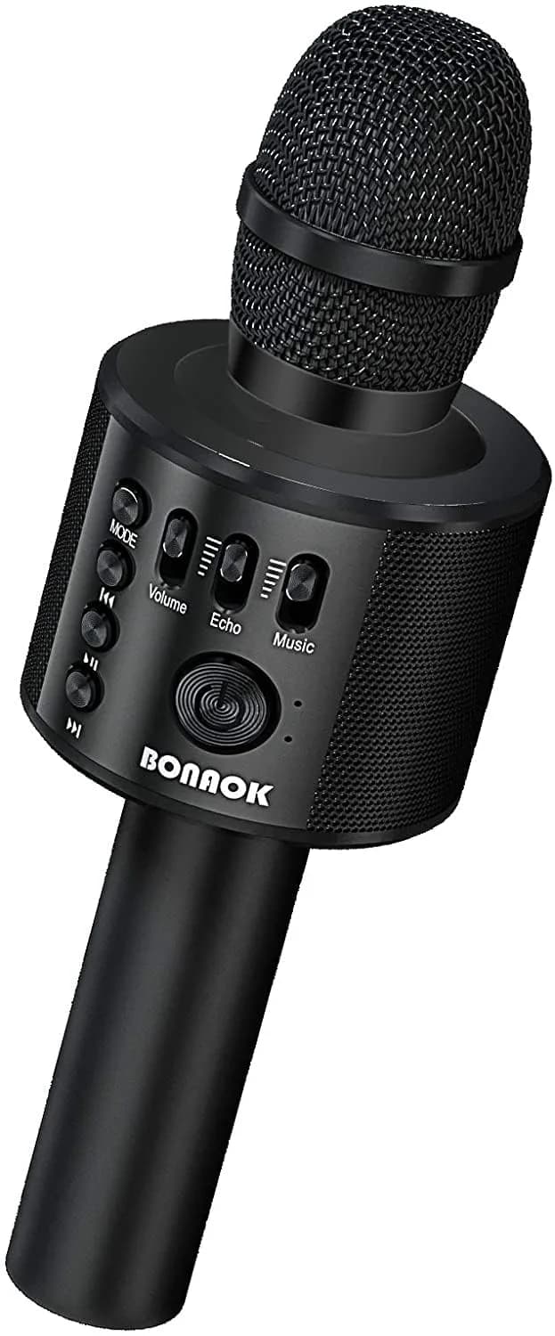 BONAOK Wireless Bluetooth Karaoke Microphone Q37 Black | Portable Handheld Mic Speaker for Smartphones & Parties - main product image