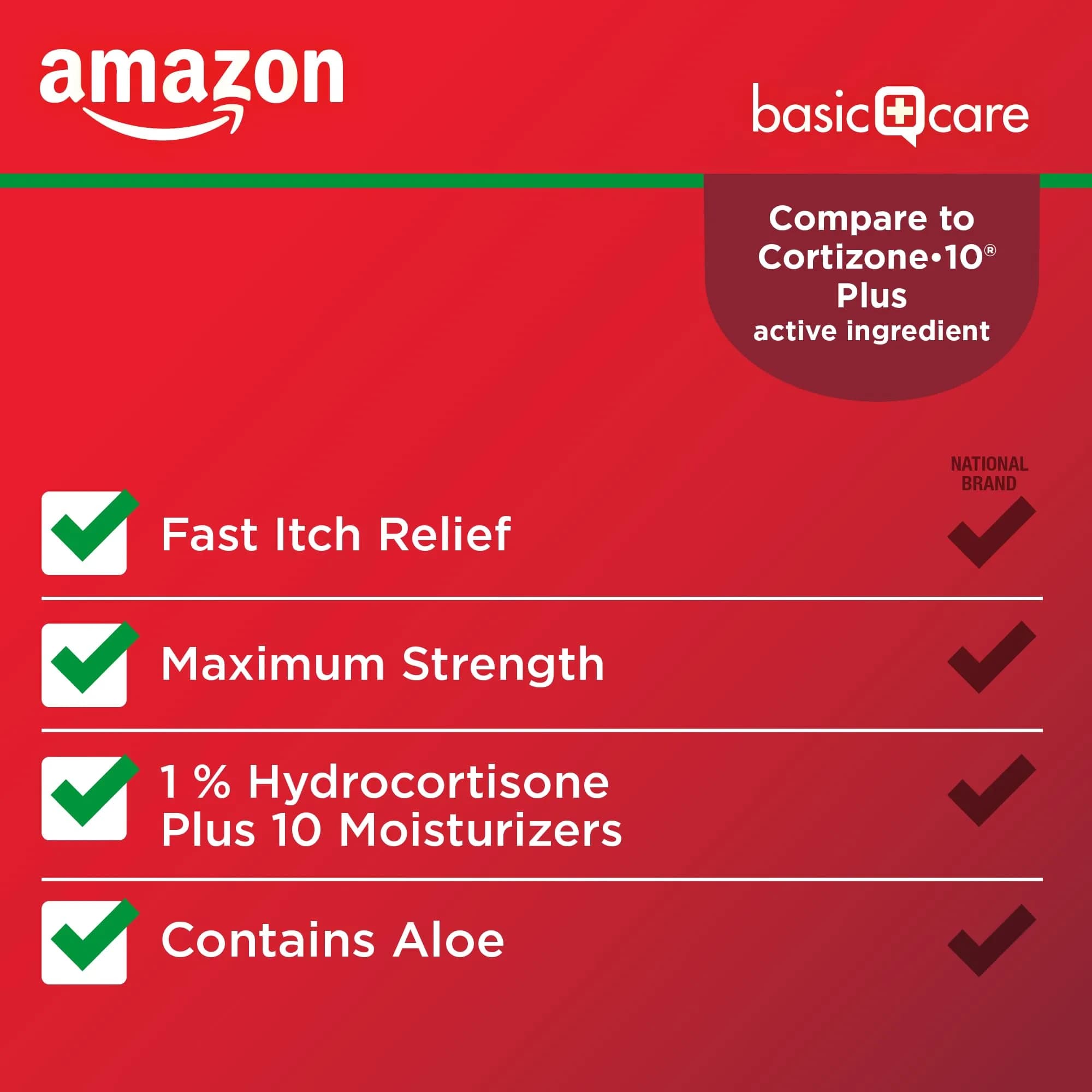 Amazon Basic Care Hydrocortisone 1% Anti-Itch Cream 59ml (2 Oz) | Fast Relief for Rashes & Inflammation - main product image
