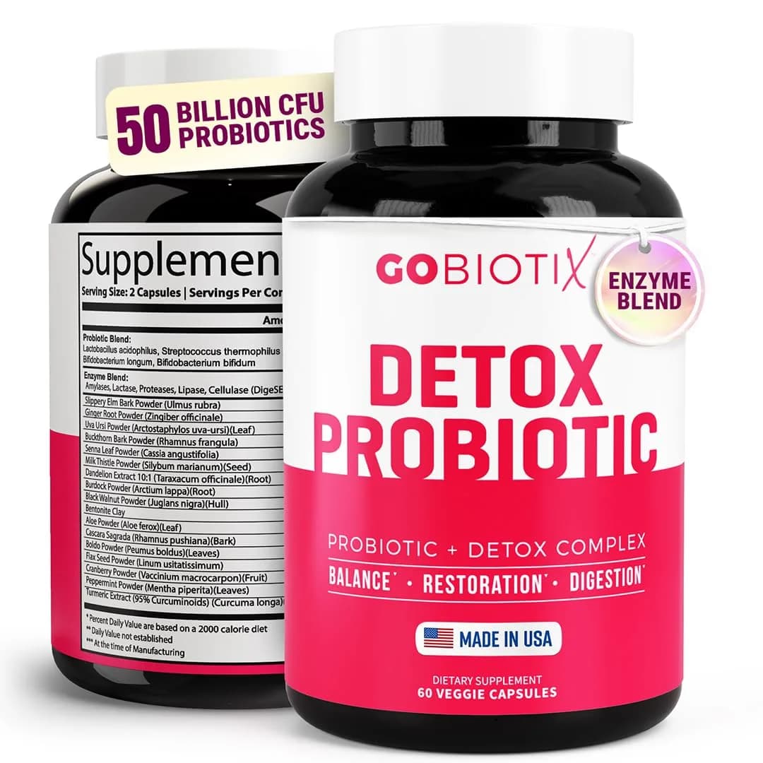 GOBIOTIX Detox Probiotic Supplement for Digestive Health - 50 Billion CFU | Gut Balance & Detox Support