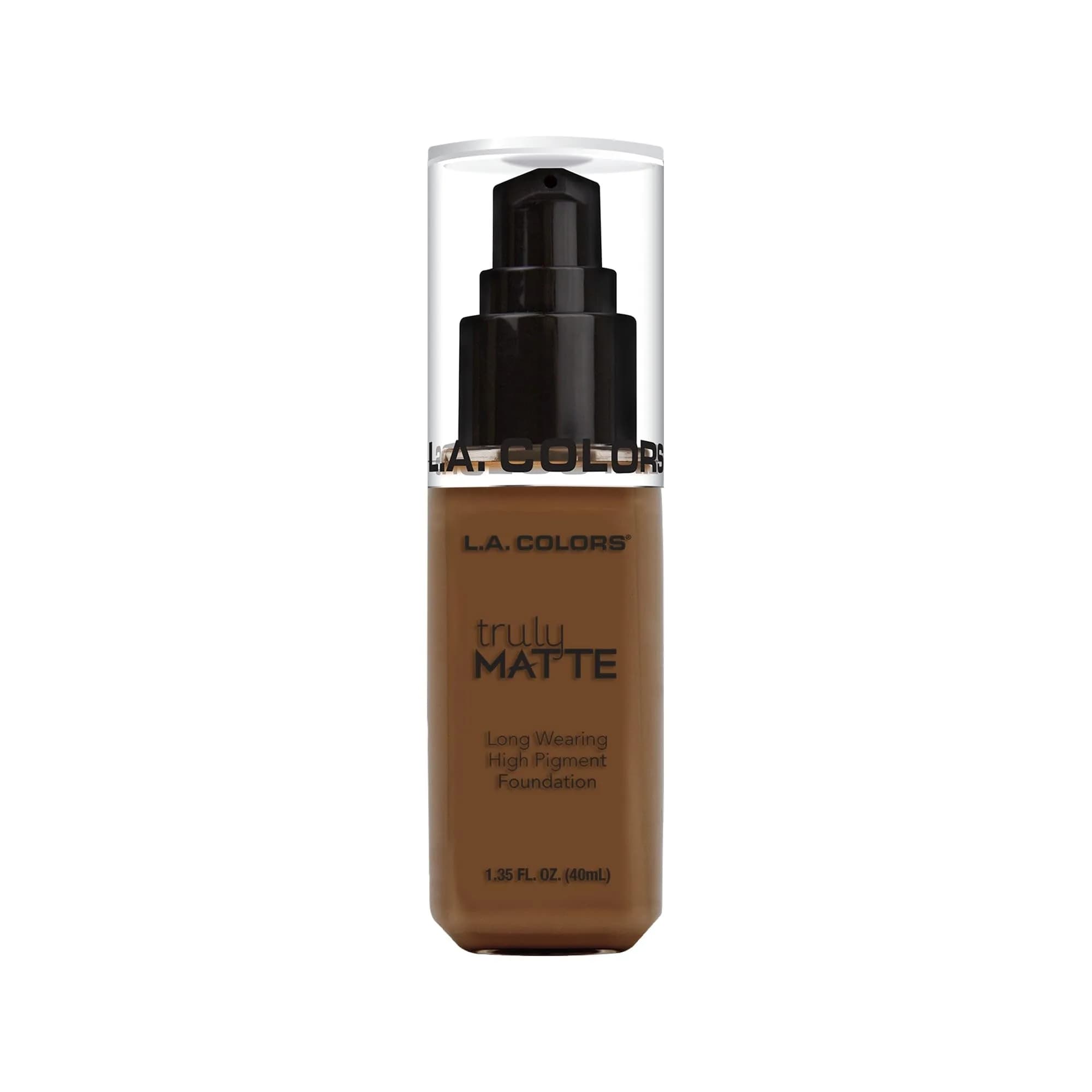 L.A. COLORS Truly Matte Foundation, Mahogany 2.9 Fl Oz | Long-Wearing Powder Finish for Oily & Combination Skin