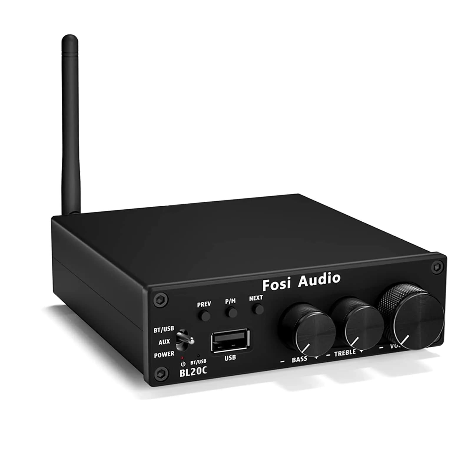 Fosi Audio BL20C Bluetooth 5.0 Stereo Receiver Amplifier 320 Watts 2.1 CH Mini Hi-Fi Class D TDA7498E Integrated Amp with U-Disk Player and Power Supply - main product image