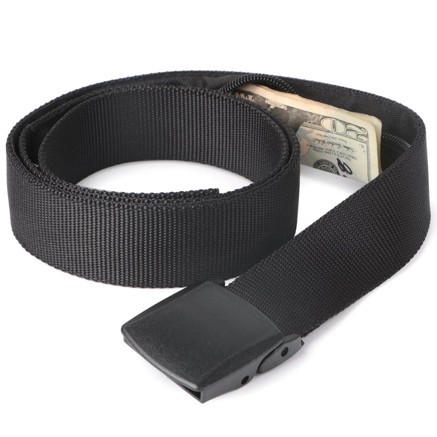 JASGOOD Travel Security Money Belt with Hidden Pocket - Black, 125cm (49.2") | Airport Safe Anti-Theft Wallet - main product image