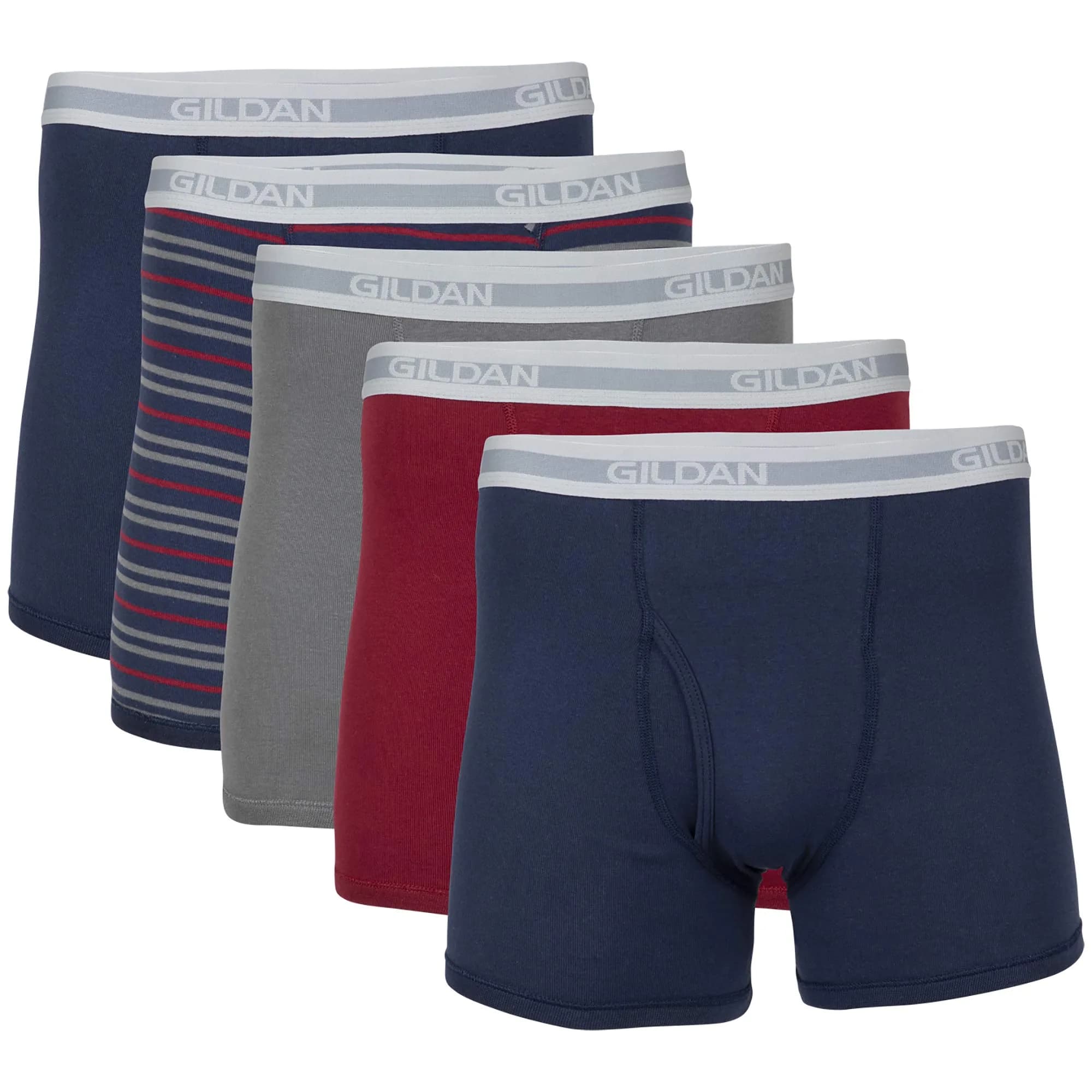 Gildan Men's Underwear Boxer Briefs, Multipack, Mixed Blue (5-Pack), Large | Moisture-Wicking Comfort for Men