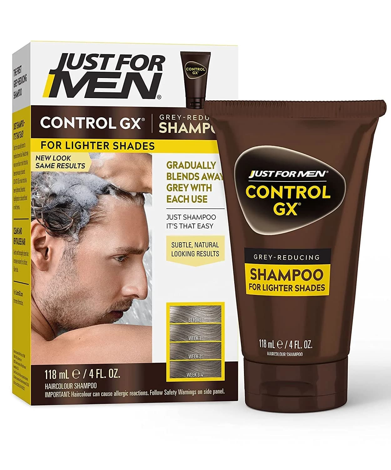 Just for Men Control GX Grey Reducing Shampoo Blonde & Medium Brown | Gradually reduces grey, natural look, 5 Fl Oz