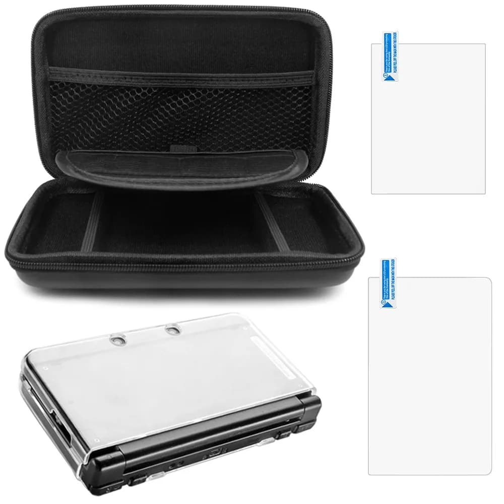 AFUNTA Hard Shell Travel Case for NEW 3DS XL & 3DS XL with Crystal Cover & Screen Protectors | Fits 2 Consoles & Accessories - main product image