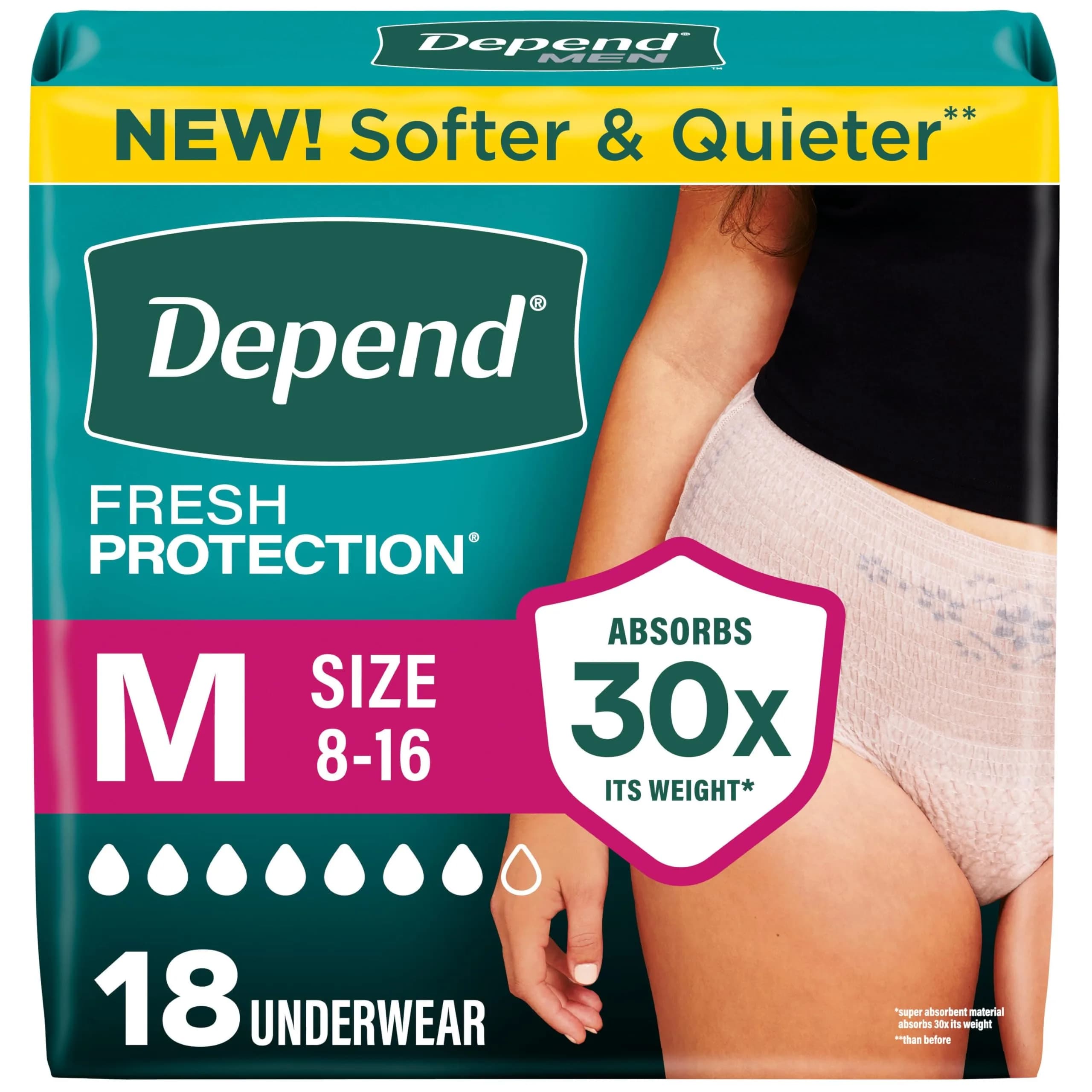 Depend Fresh Protection Women's Incontinence Underwear Medium (31-37" Waist) | Maximum Absorbency & Odor Control - main product image