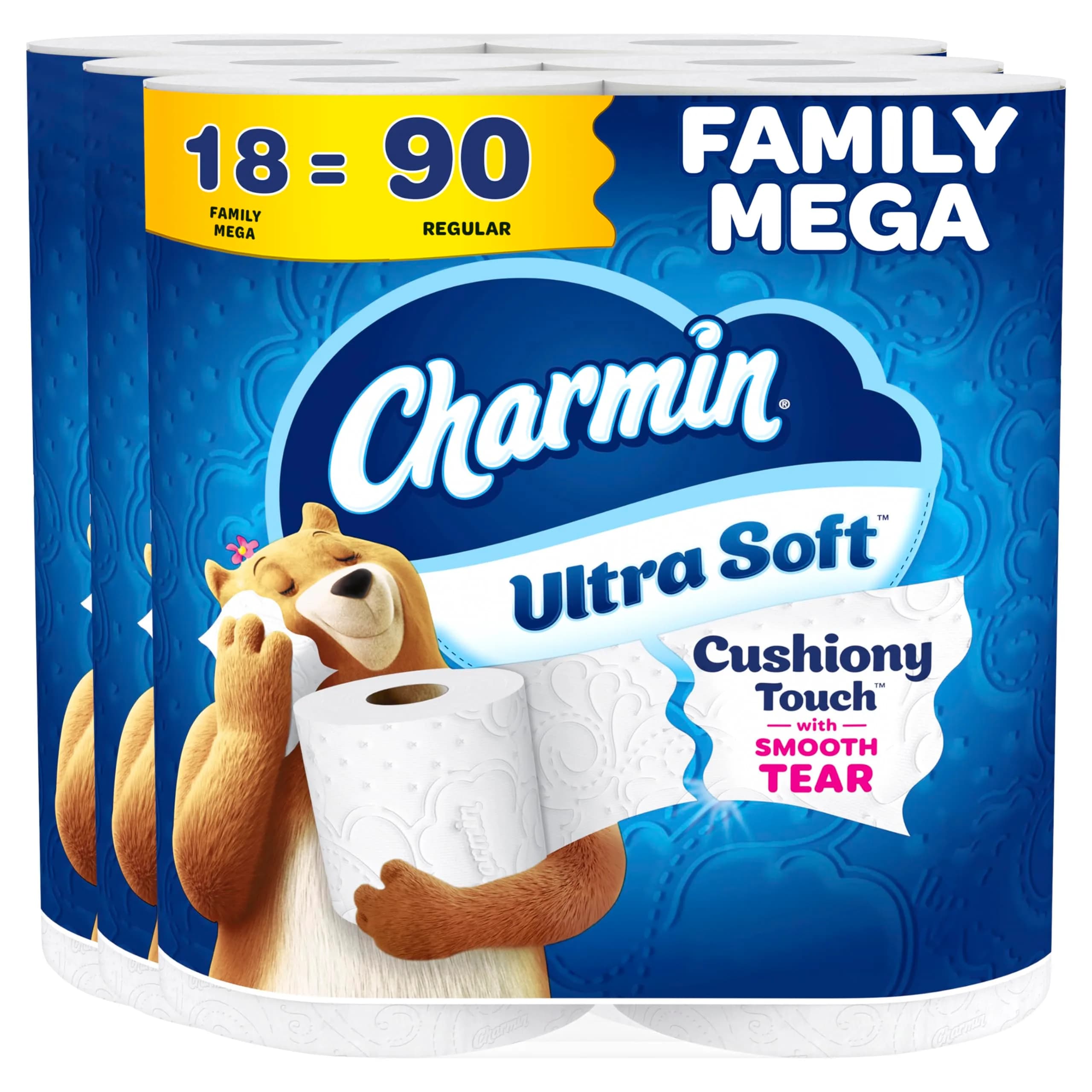 Charmin Ultra Soft Cushiony Touch Toilet Paper, 18 Family Mega Rolls (4806 Sheets Total) | 2-Ply, Unscented, Septic-Safe - main product image