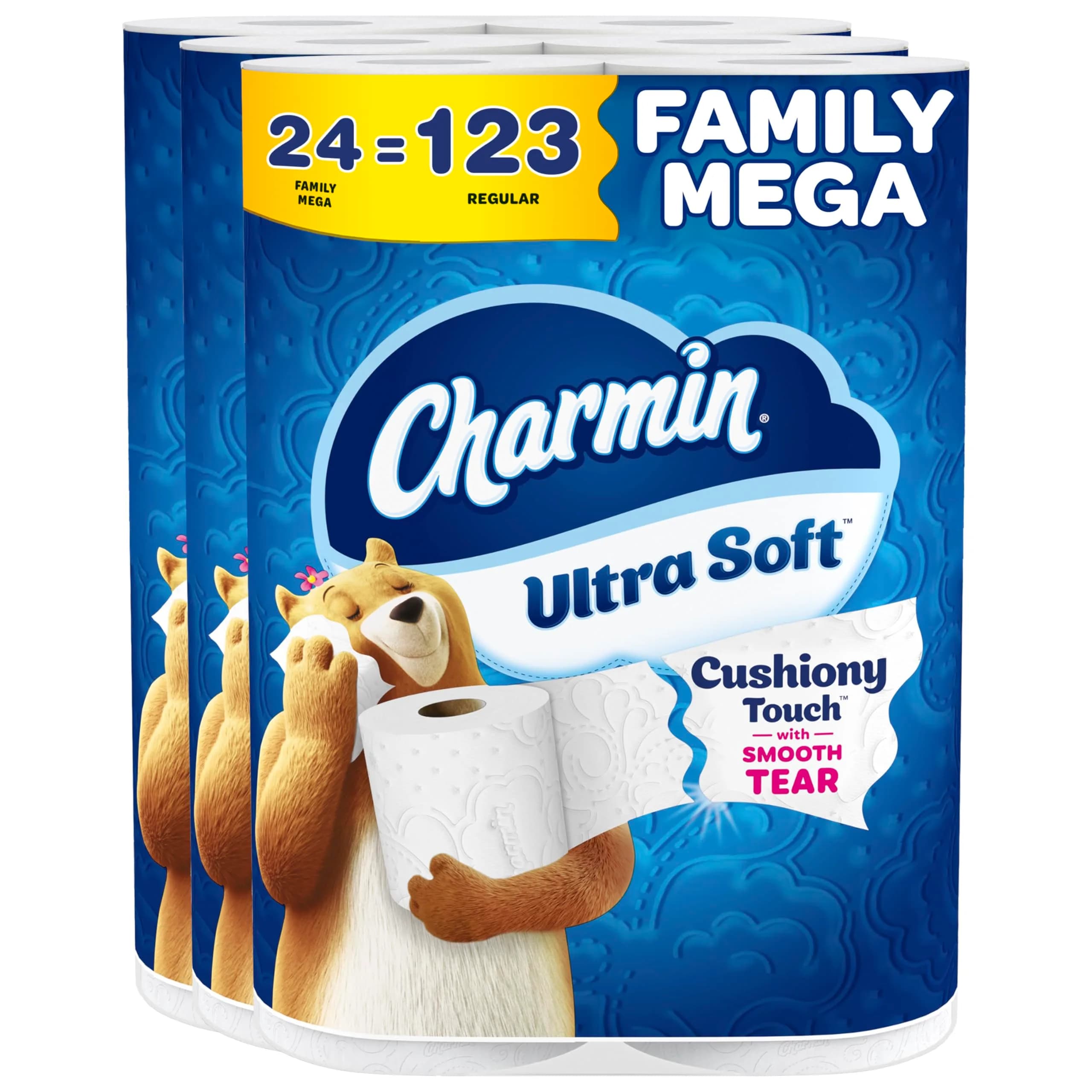 Charmin Ultra Soft Cushiony Touch Toilet Paper 24 Family Mega Rolls (6408 Sheets) | 2-Ply, Clog-Safe, Septic-Safe - main product image