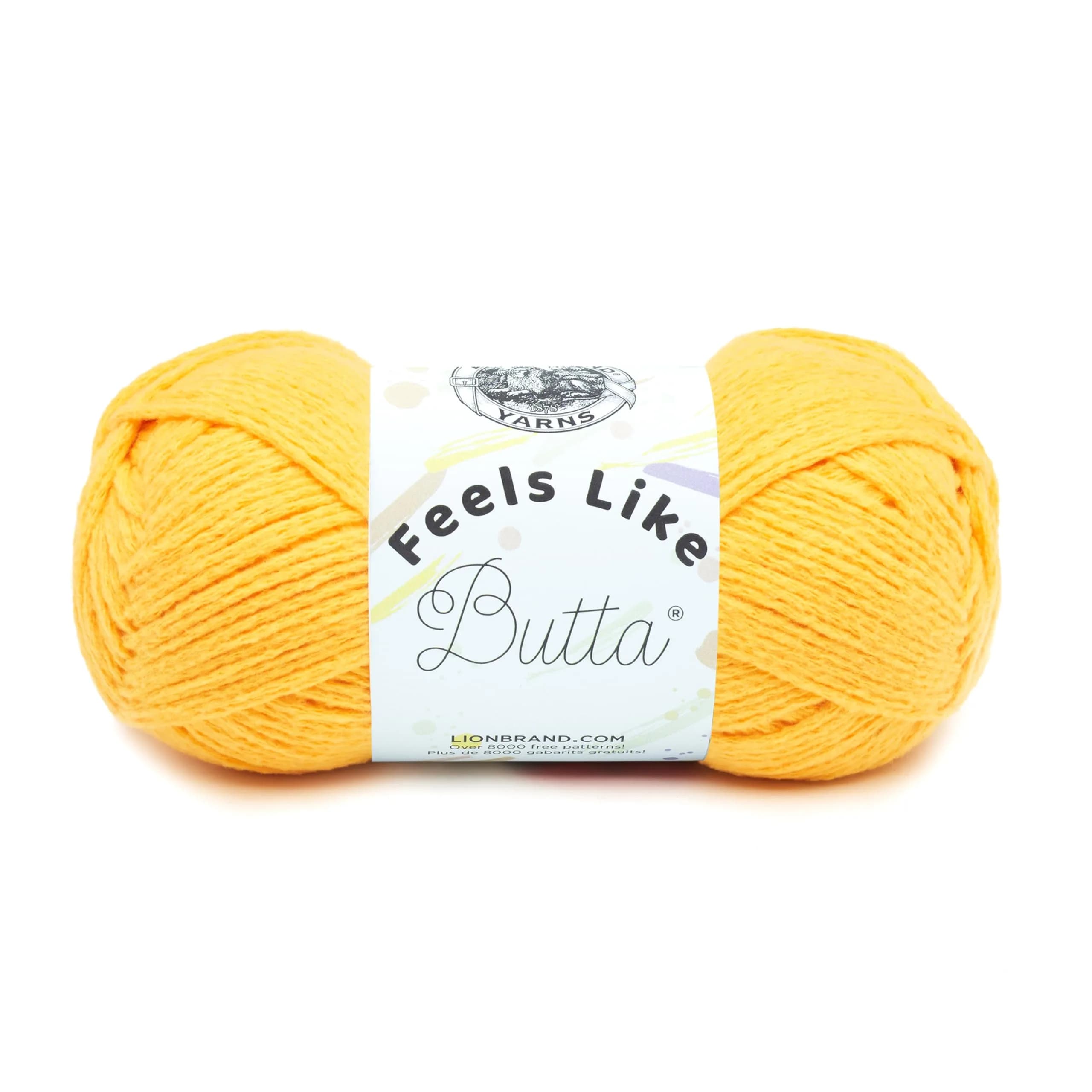Lion Brand Yarn Feels Like Butta Crochet & Knitting Yarn, Yellow, 100g (3.5 oz) | OEKO-TEX Certified Polyester - main product image