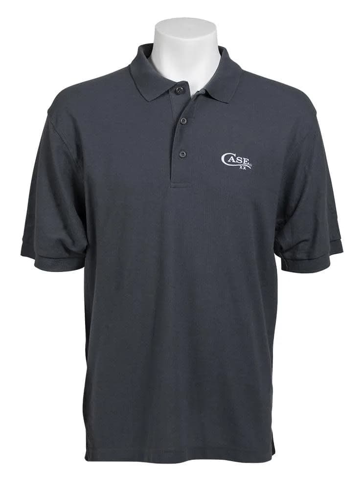 Case Polo Shirt - Gray, Medium | Classic Crew Neck Regular Fit Short Sleeve - main product image