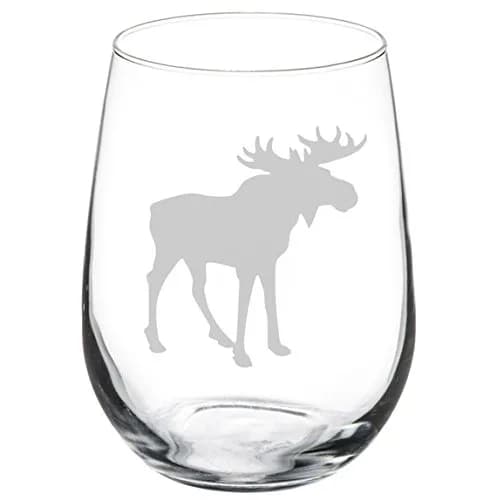 MIP Wine Glass Goblet Moose 17 oz Stemless | Real Glass Drinkware for Home & Entertaining