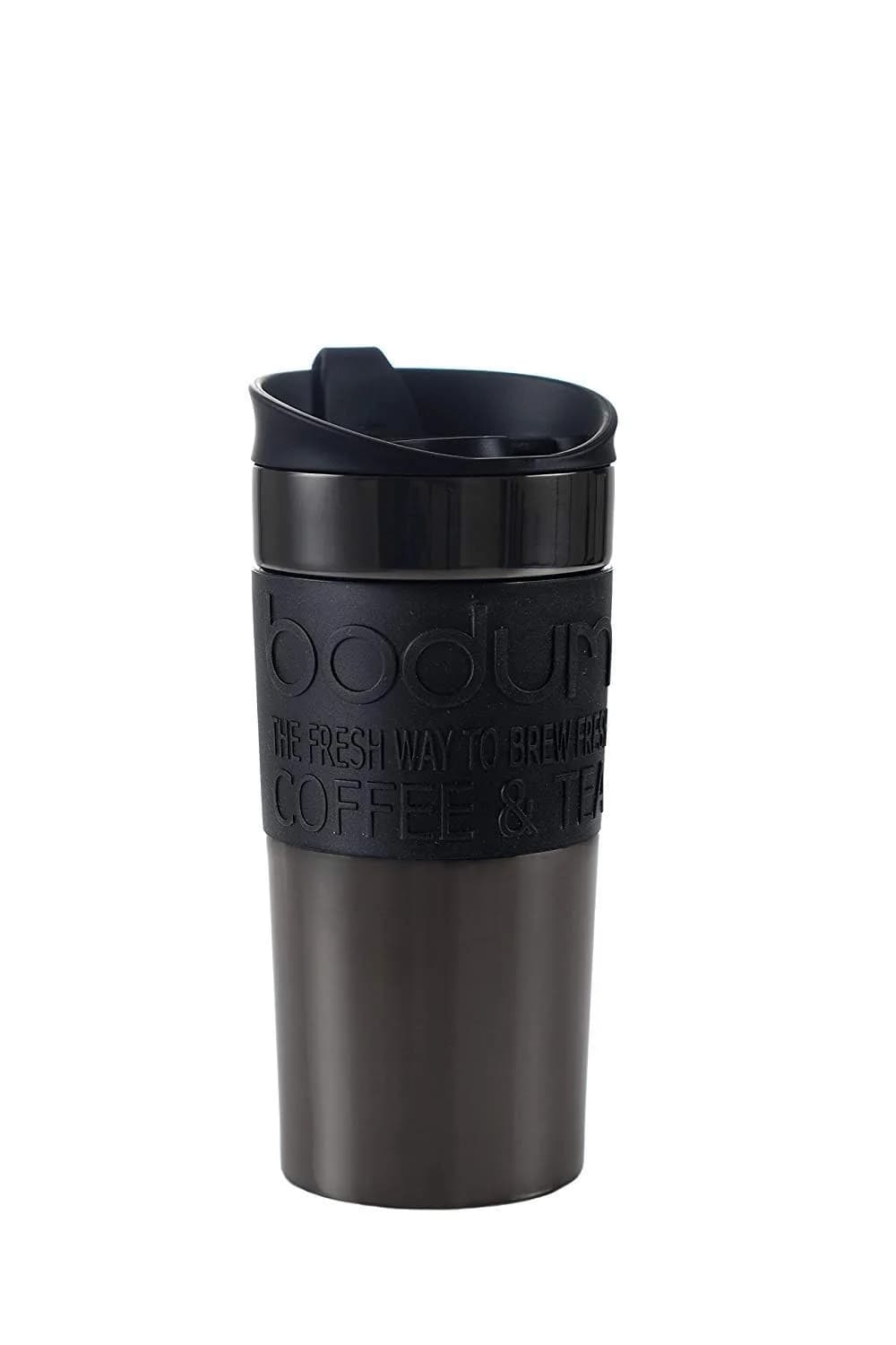 Bodum Travel Mug 12 oz Gunmetal | Double Wall Stainless Steel, Spill-Proof, Dishwasher Safe - main product image