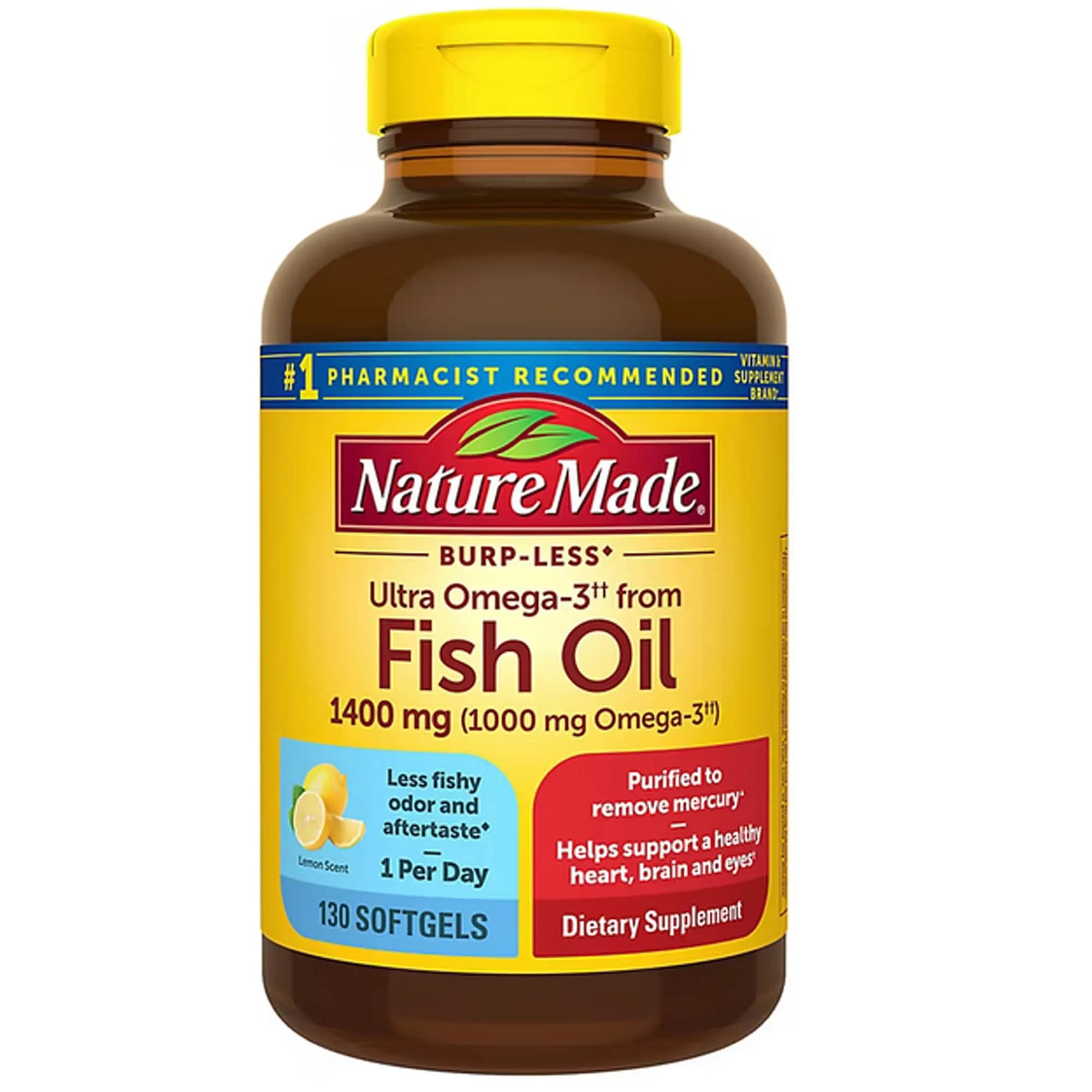 Nature Made Ultra Omega-3 Fish Oil 1400 mg Softgels | Burpless Formula for Heart Health - main product image