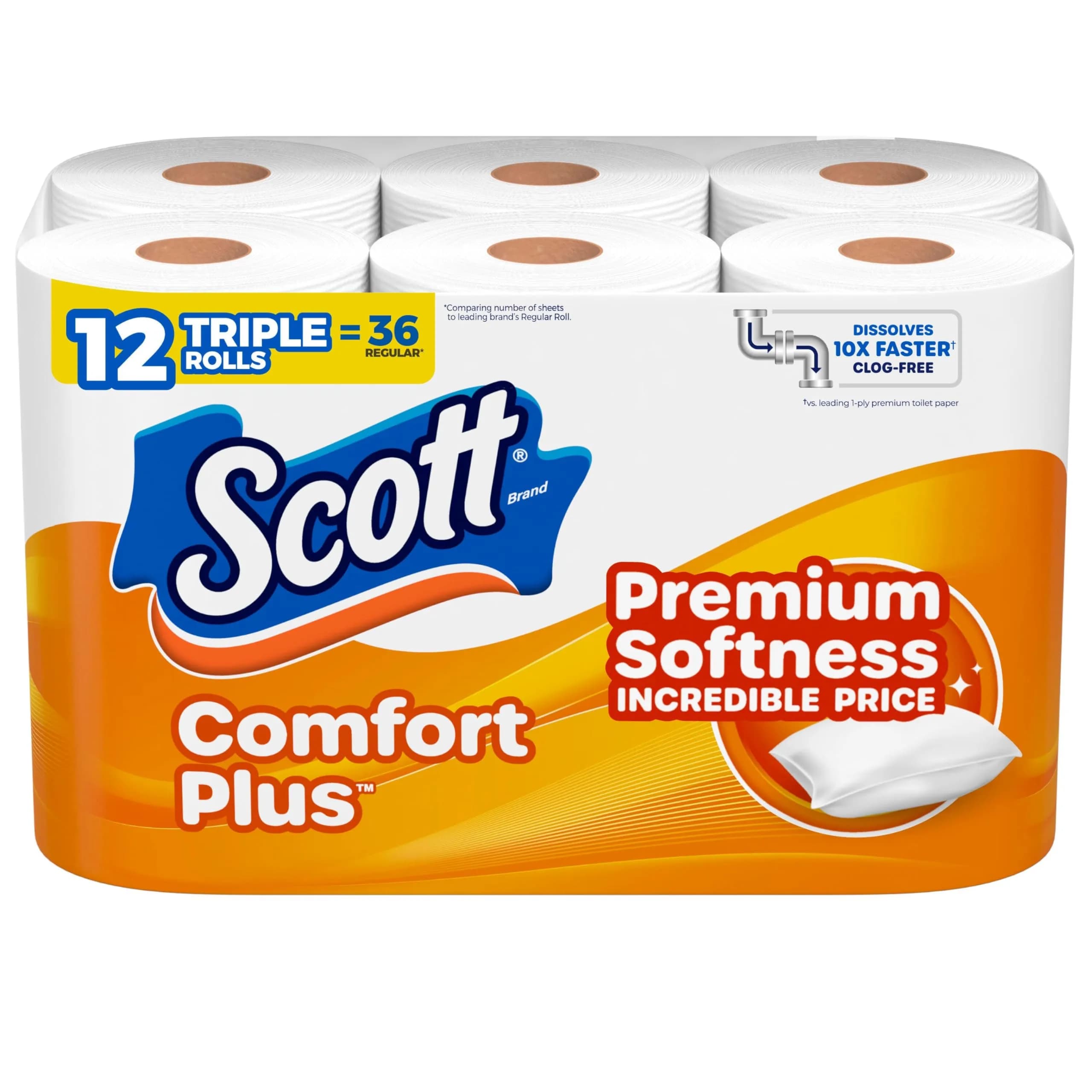 Scott ComfortPlus Toilet Paper 12 Triple Rolls | 2772 Sheets Total - main product image