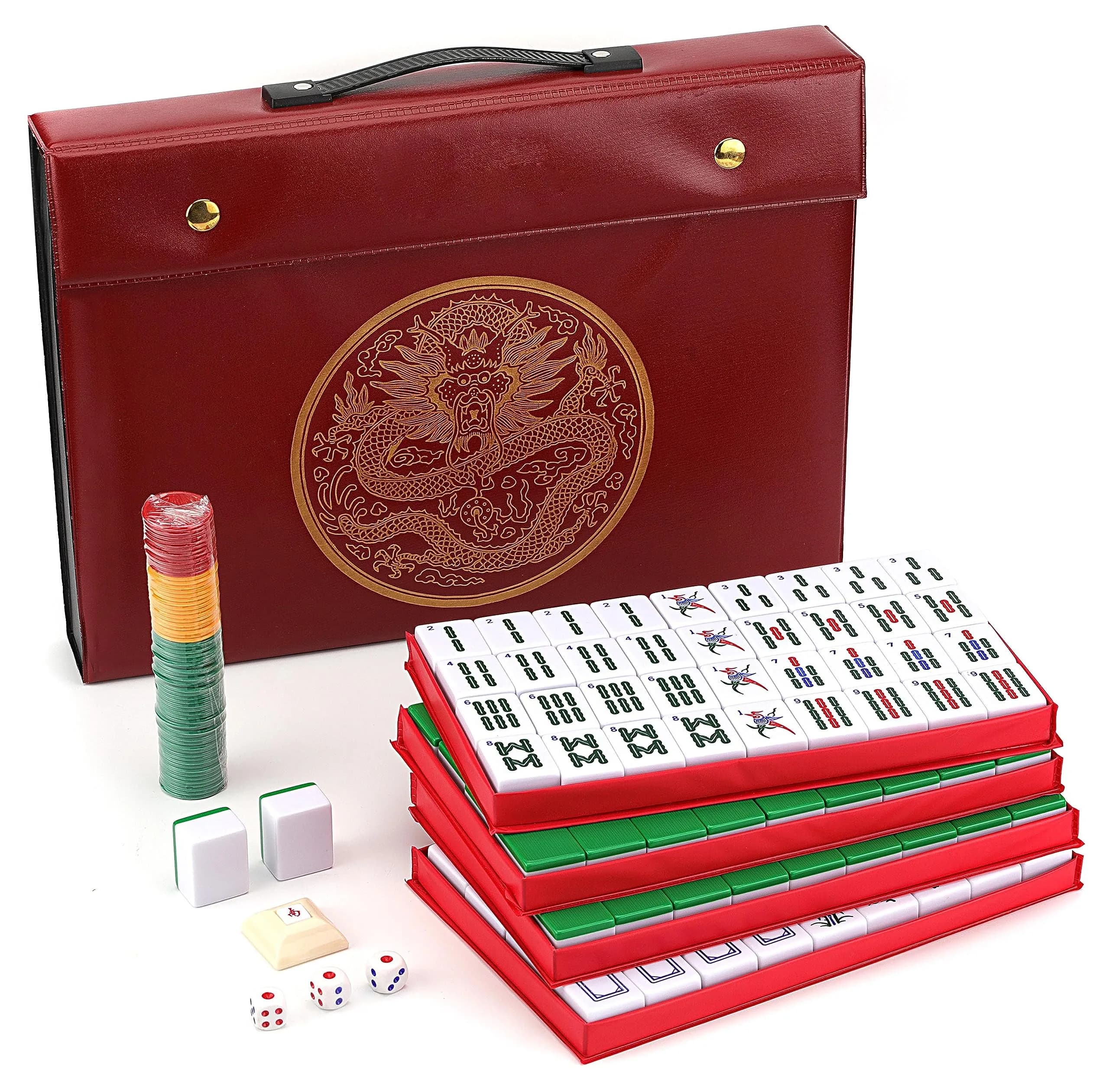 Mose Cafolo Chinese Mahjong Set X-Large 146 Tiles (3.7cm) | Classic Melamine Game with Travel Case & English Manual - main product image