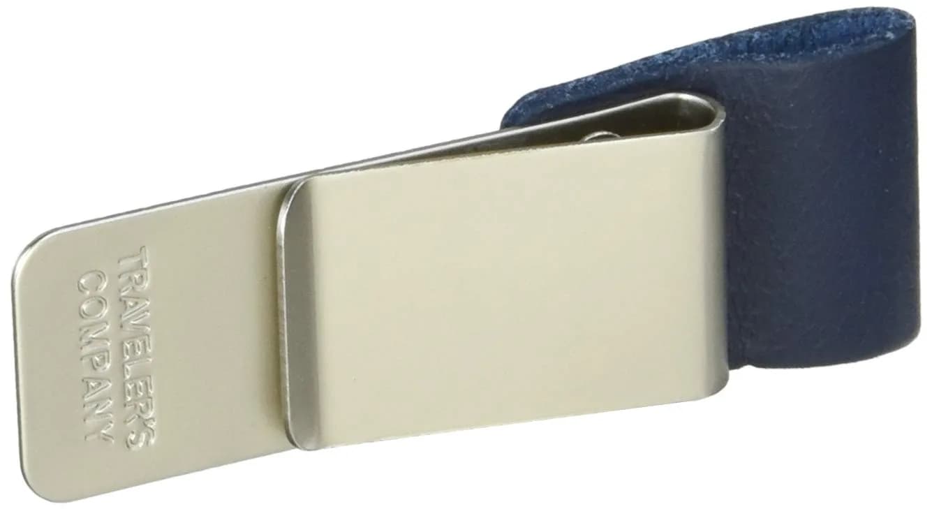Midori Traveler's Notebook Pen Holder Medium Blue | Clip-On Leather Organizer for Pens up to 12mm