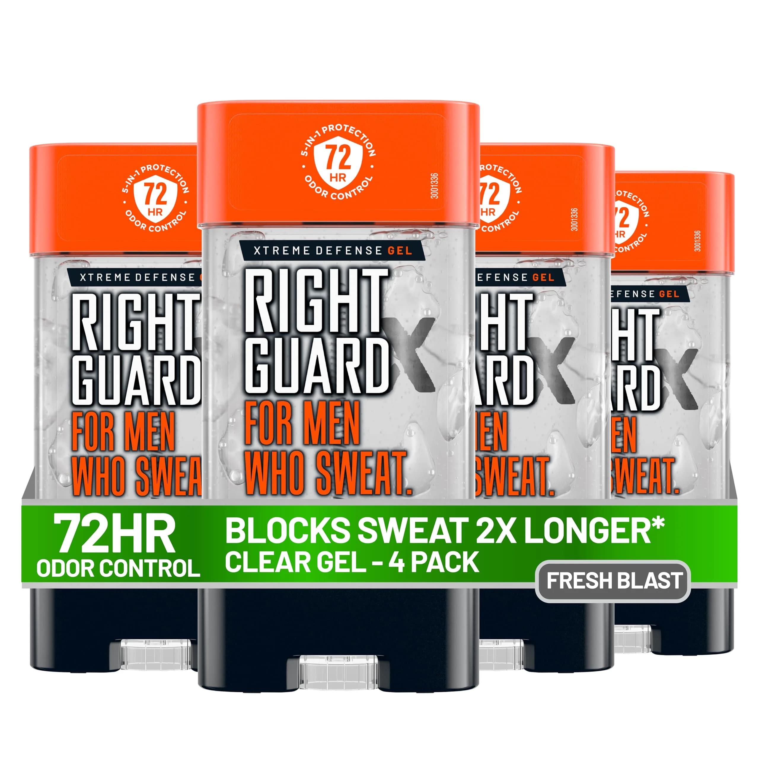 Right Guard Xtreme Defense Antiperspirant Deodorant Gel, Fresh Blast Scent, 4 oz (118 ml) | 72-Hour Odor Control - main product image