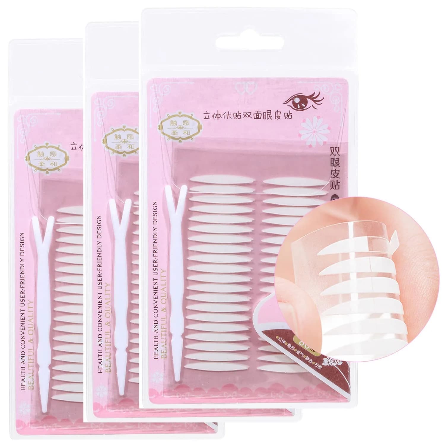 Pormasbenzer Ultra Invisible Double Eyelid Tape Stickers 480 Count (3 Packs) | Medical-Grade Adhesive Fiber for Natural Double Eyelids - main product image