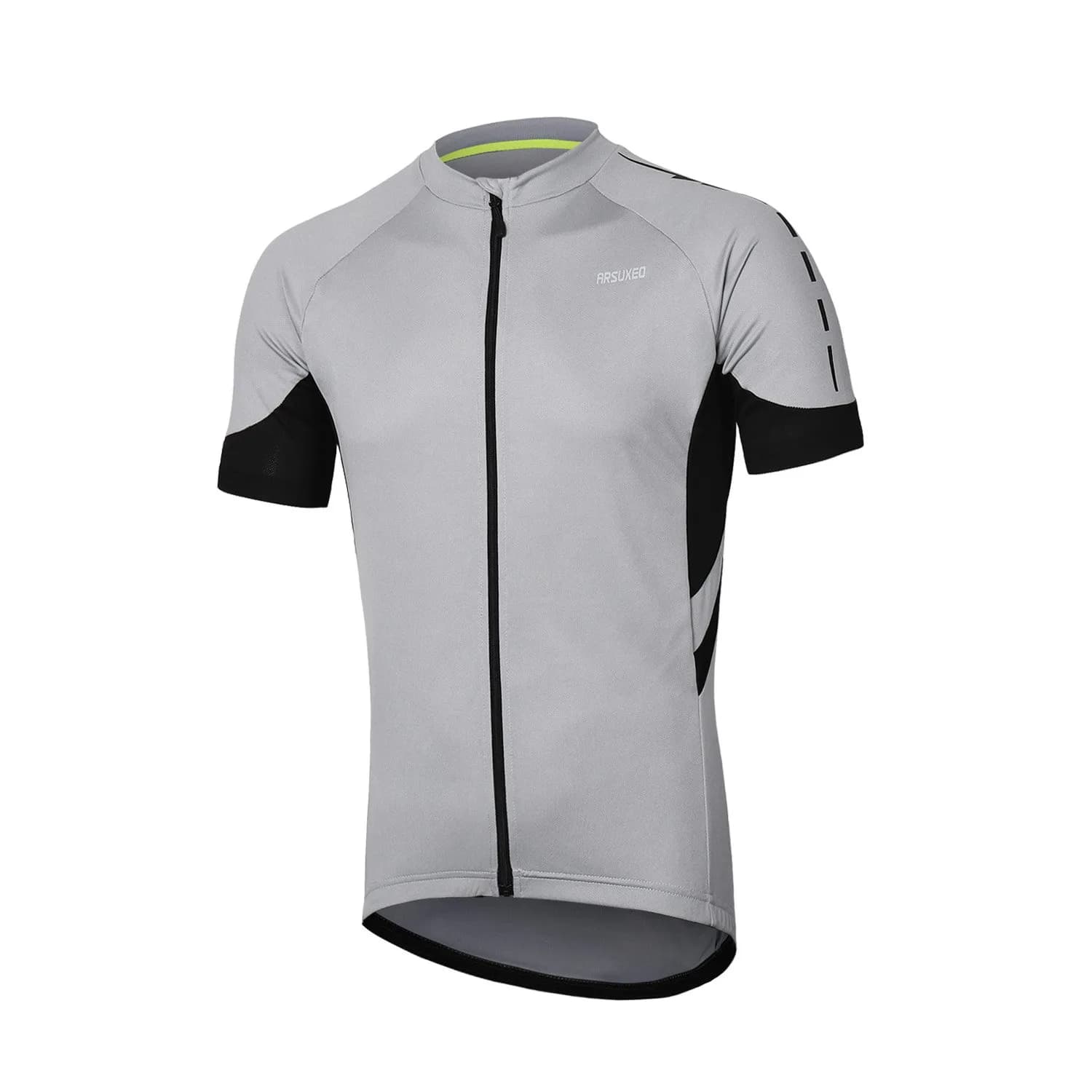 ARSUXEO Men's Short Sleeves Cycling Jersey Bicycle MTB Bike Shirt 636 Light Gray XXL | Breathable, Quick Dry Fit - main product image