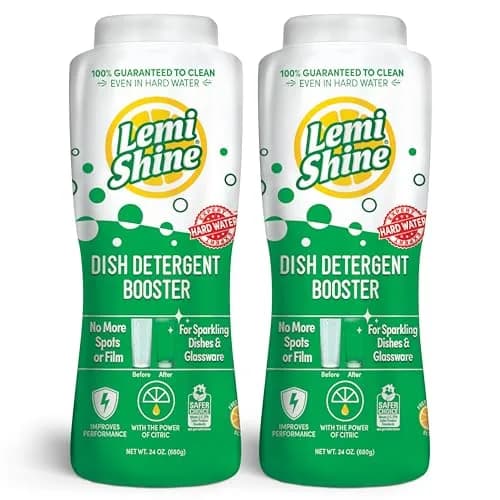 Lemi Shine Natural Dish Detergent Booster - Removes Hard Water Stains 38 oz | Powerful Hard Water Spot Remover