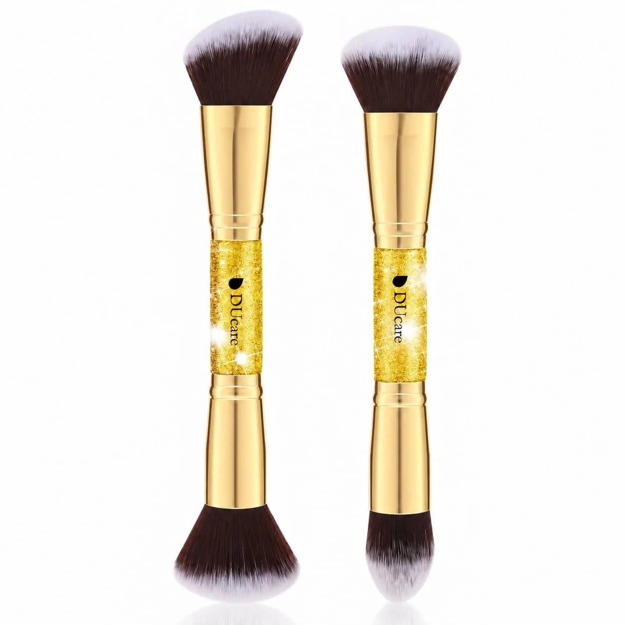 DUcare 2Pcs Double Ended Foundation & Contour Makeup Brush Set | Soft Synthetic Face Brushes for Liquid, Cream & Powder - main product image