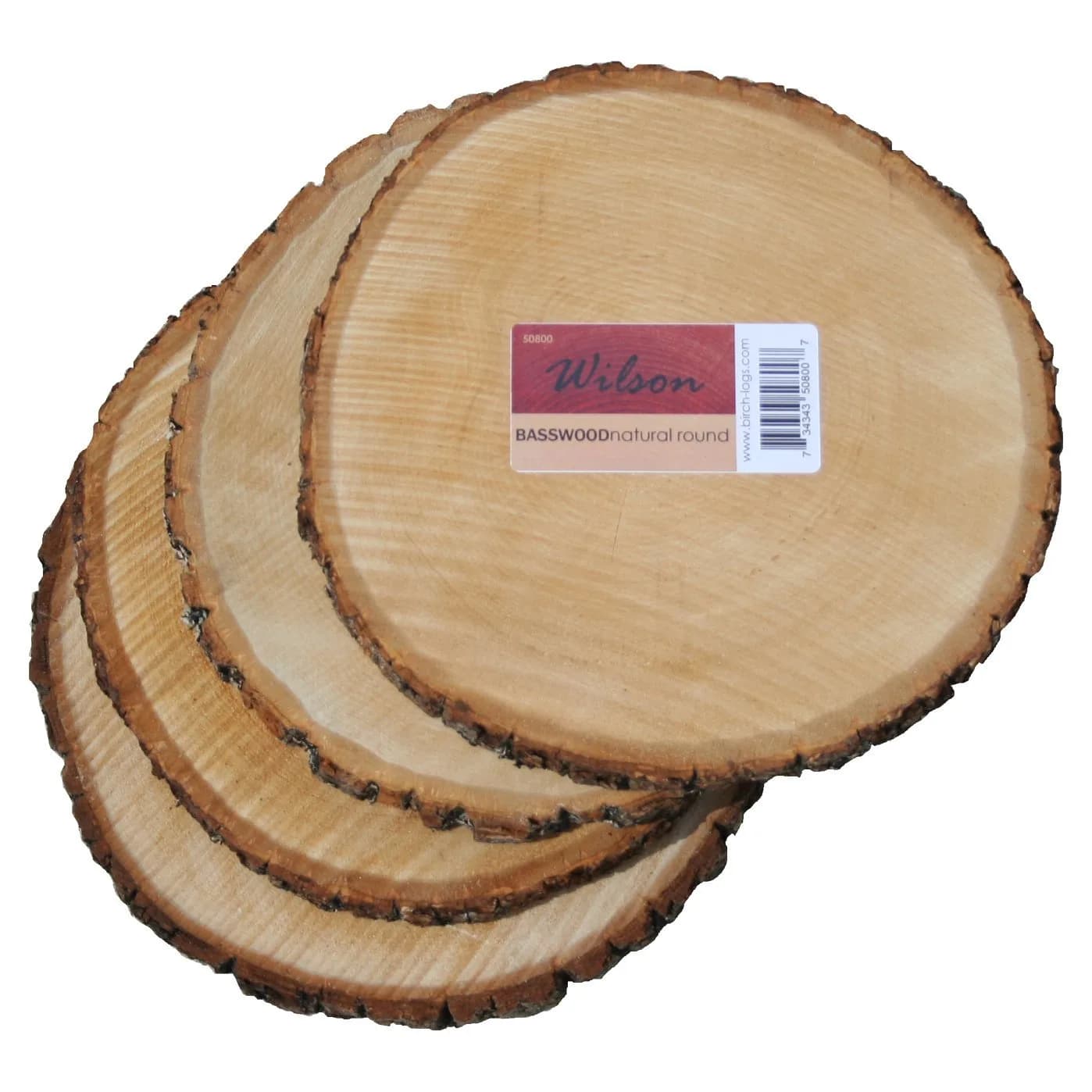 Wilson Basswood Round Rustic Wood Slice for Natural Décor, DIY Crafts (7-9") Set of Four | Rustic, Natural, Carvable