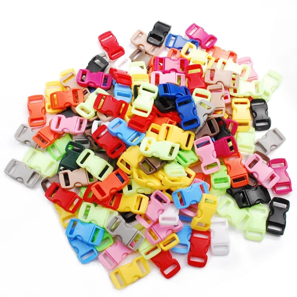 CooBigo Assorted 3/8" Curve Contoured Side Release Buckles (50-Pack, Plastic POM) | Ideal for Paracord Crafts & Pet Collars