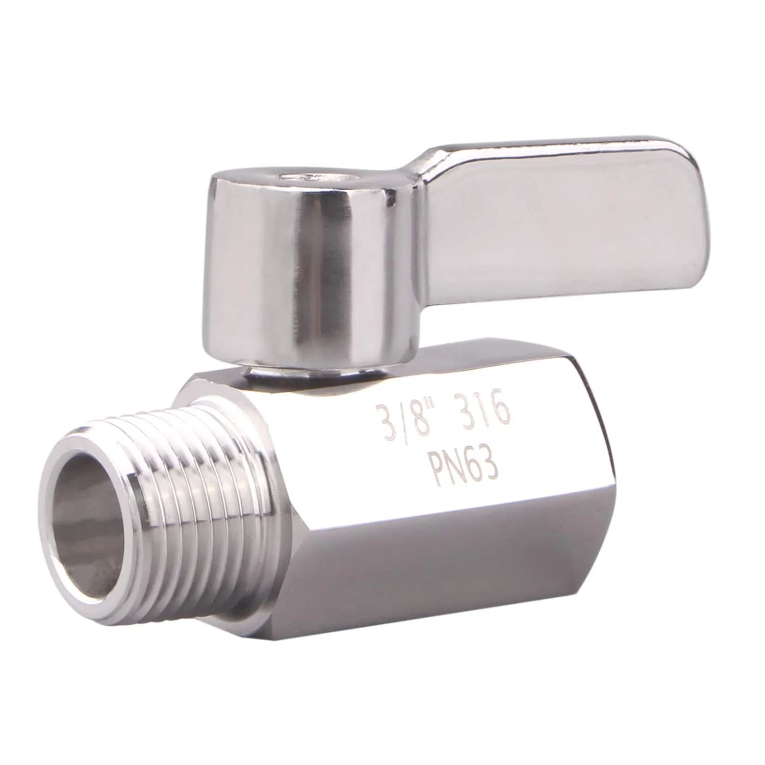 DERNORD 3/8 inch Stainless Steel Mini Ball Valve NPT Female x Male Thread | Corrosion-Resistant, 1/4 Turn Shut-Off, Suitable for Water, Air, Gas