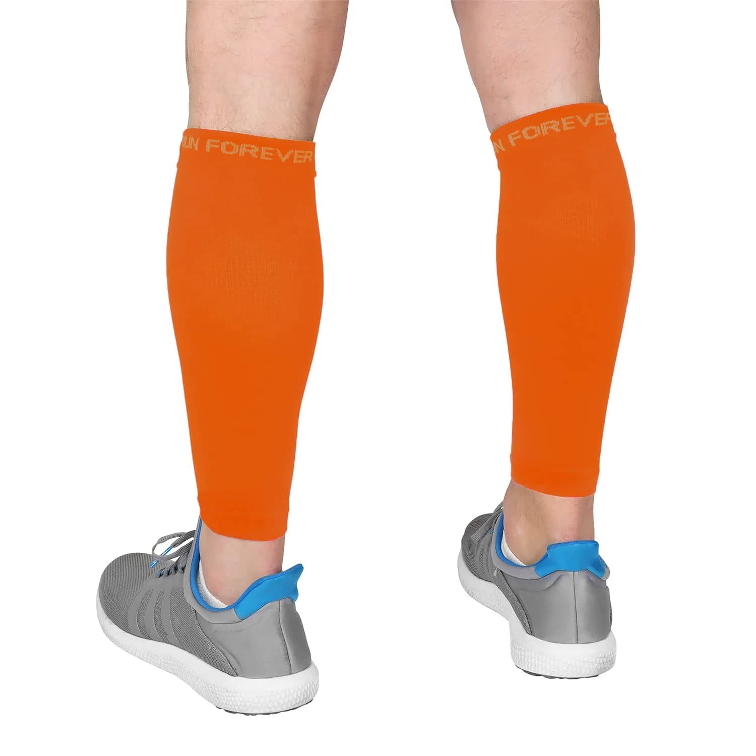 Run Forever Calf Compression Sleeve Large Orange | 20-30mmHg Graduated Support for Shin Splints & Cramps - main product image