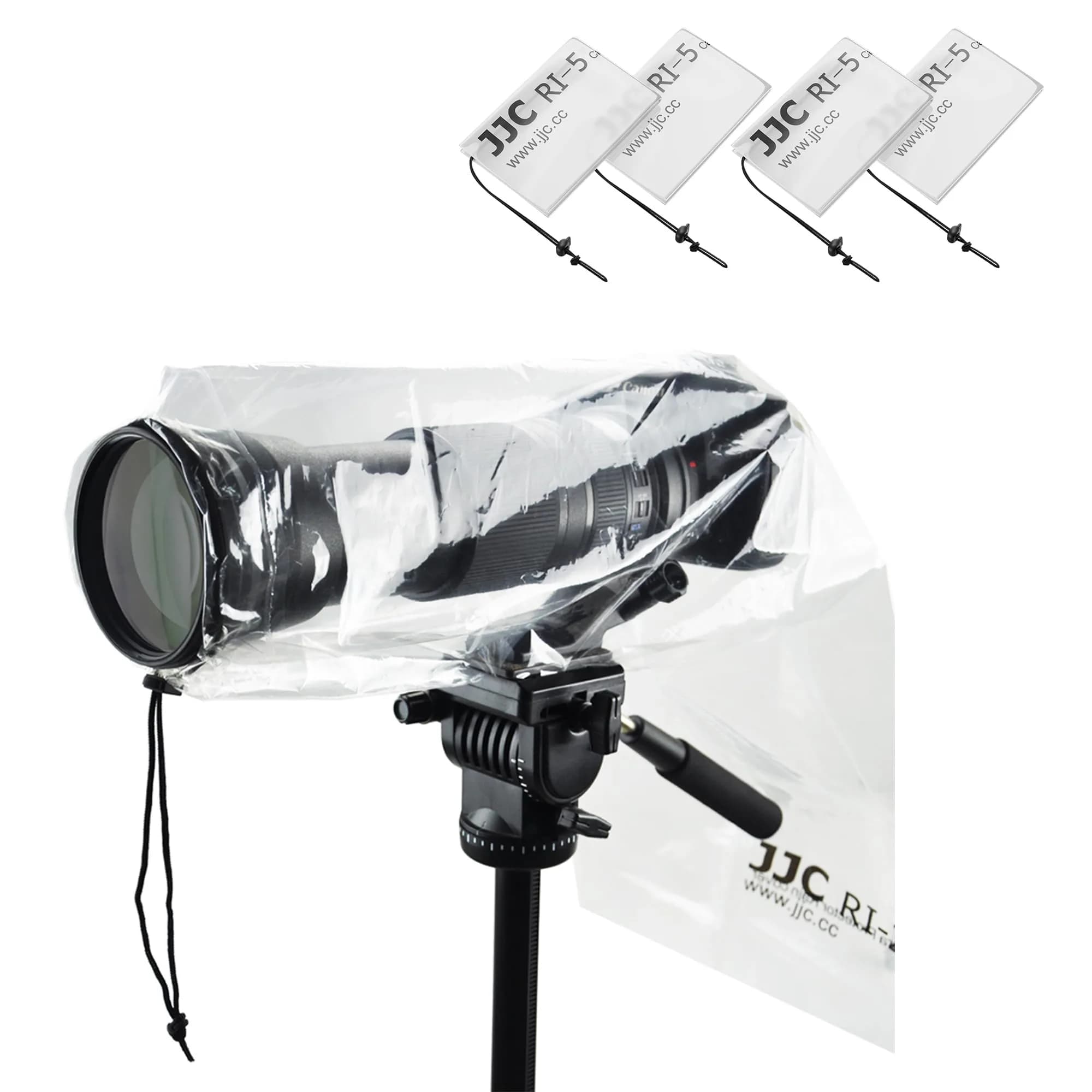 JJC Camera Rain Cover Sleeve for DSLR Lens up to 18" Waterproof 4-Pack | See-Through, Dust & Mud Protection