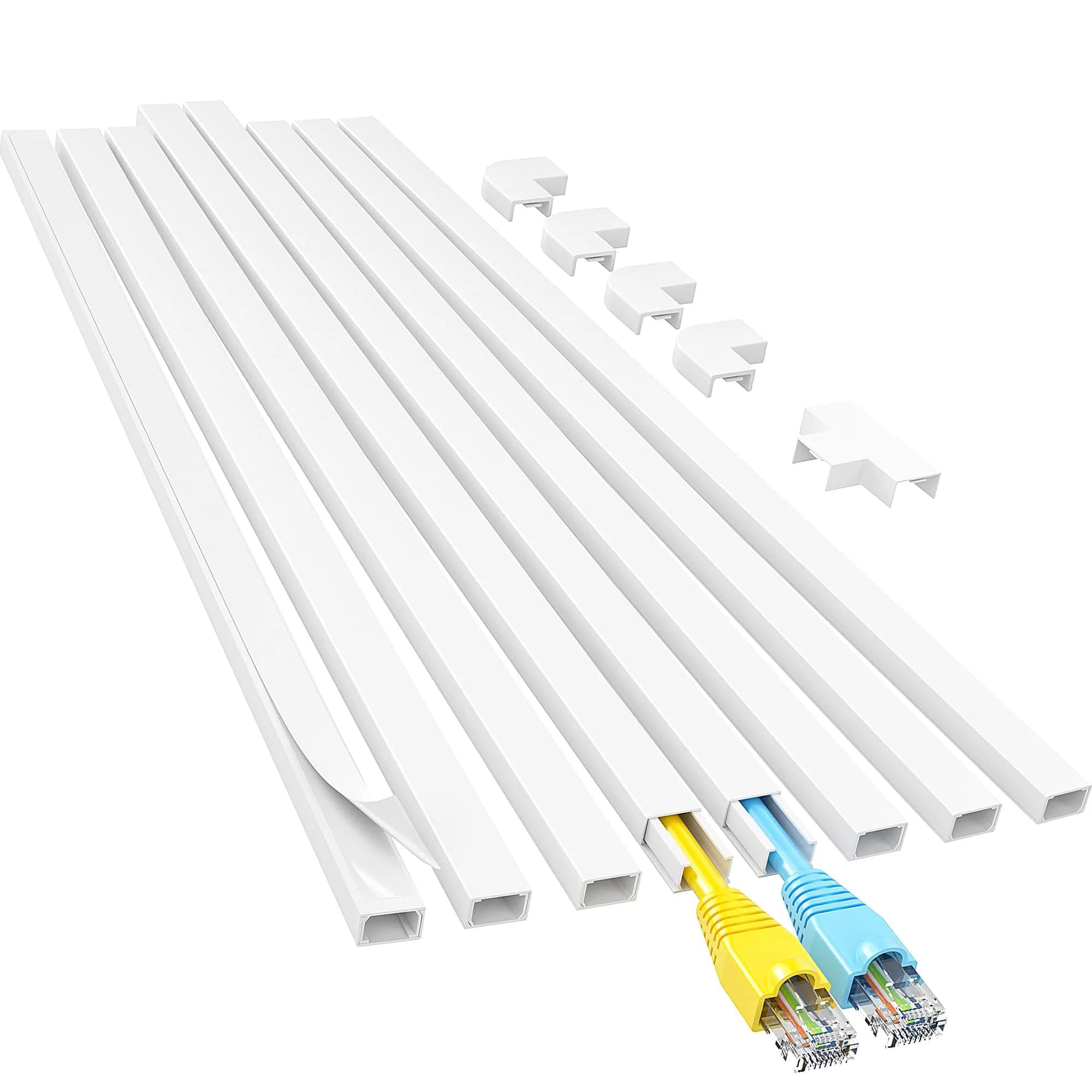 Yecaye White Cord Hider Kit 3.6m (113in) | Conceals 2 Small Wires for Home & Office - main product image