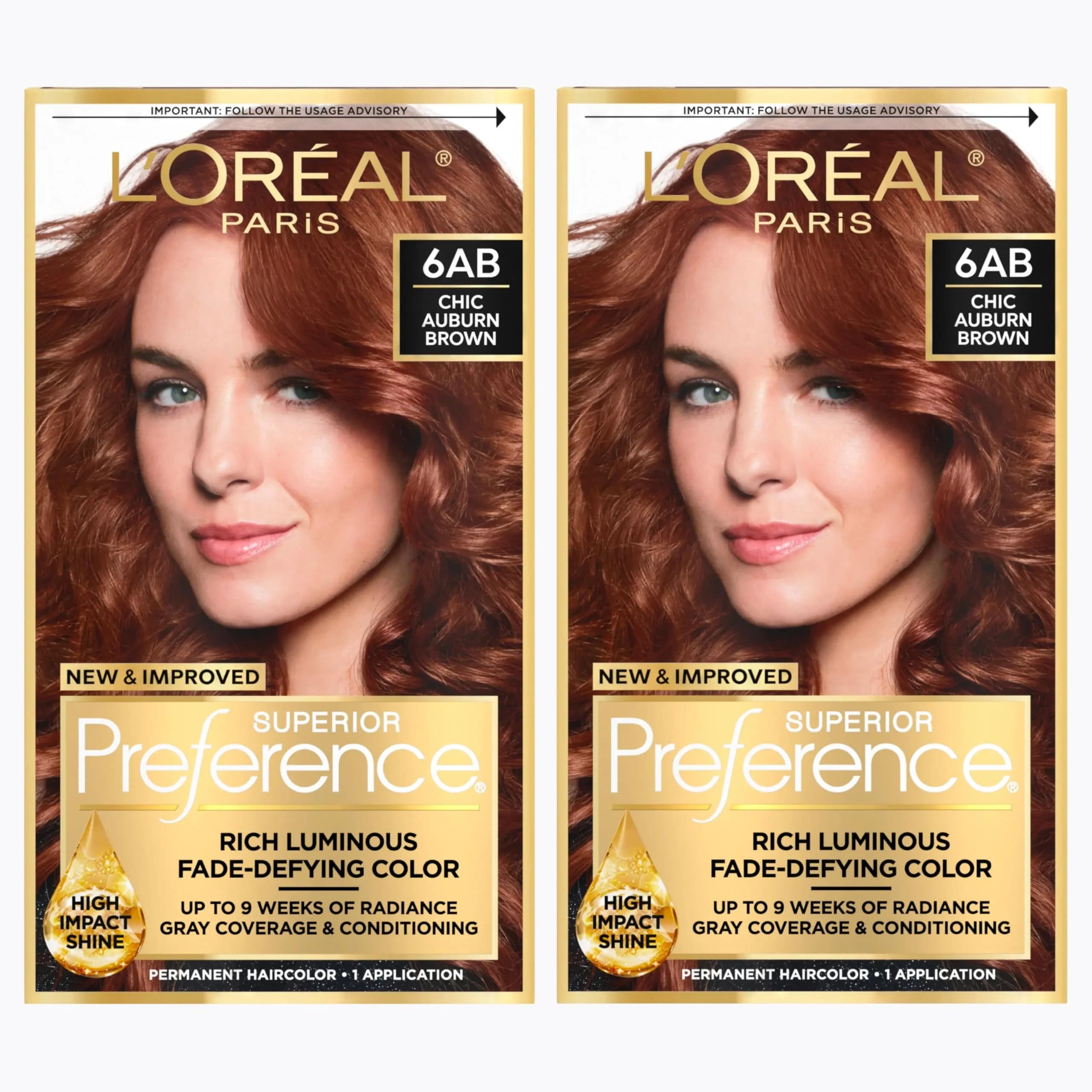 L'Oreal Paris Superior Preference Permanent Hair Color 6AB Chic Auburn Brown | Fade-Defying Radiance - main product image