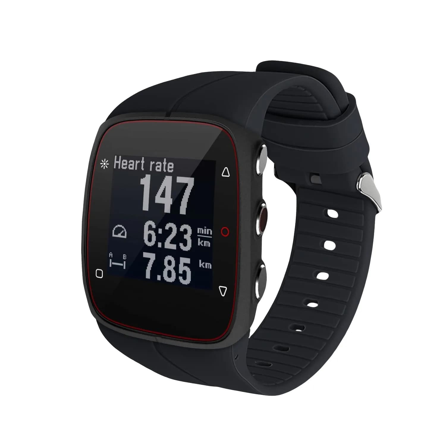 kwmobile Watch Strap Compatible with Polar M400 / M430 | Black Silicone Replacement Band (16-22cm) - main product image