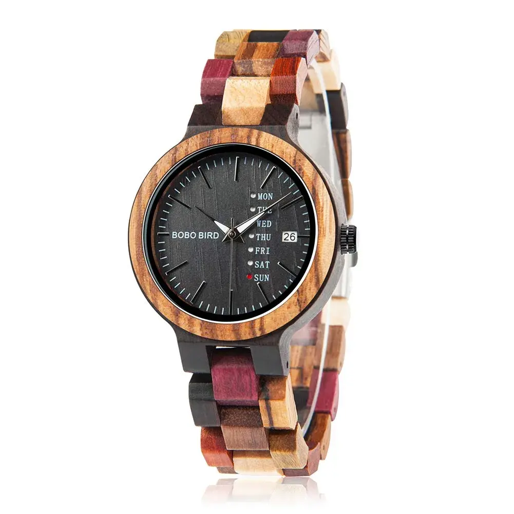BOBO BIRD Women's Wood Watch 38mm (1.49in) | Handmade Analog Quartz with Week & Date Display - main product image