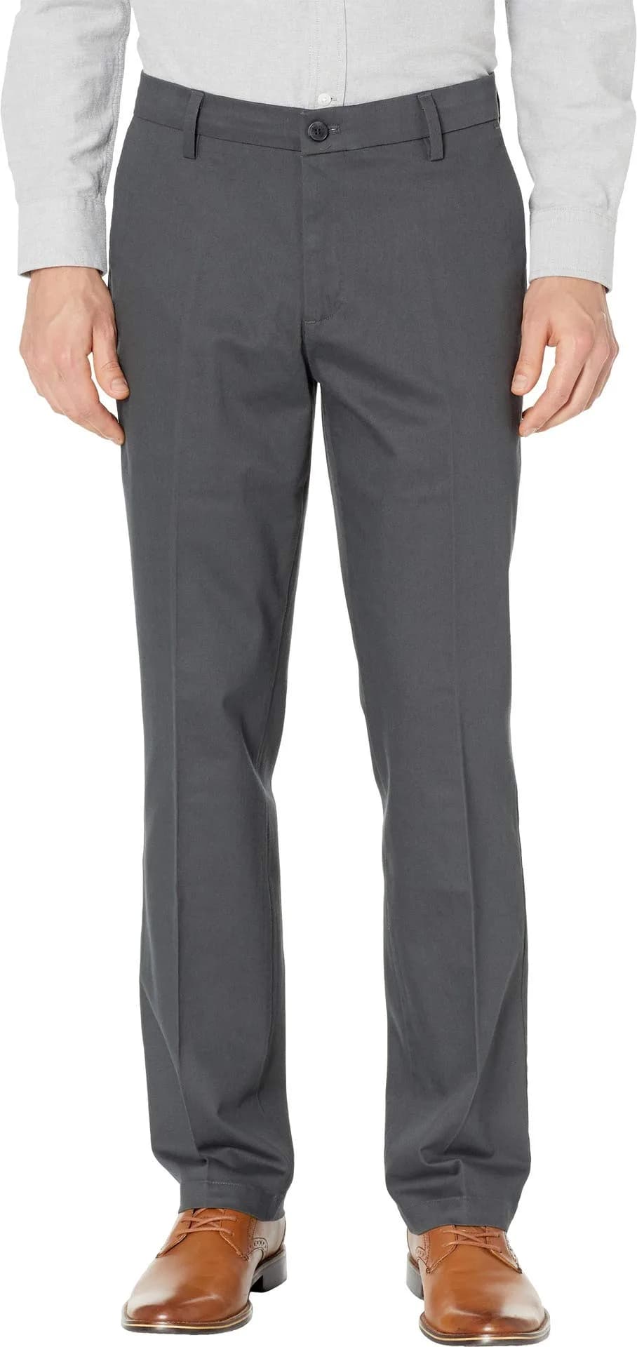 DOCKERS Men's Straight Fit Signature Lux Cotton Stretch Khaki Pant - Creased, Steelhead, 33W x 30L | Wrinkle-Free Business Casual - main product image